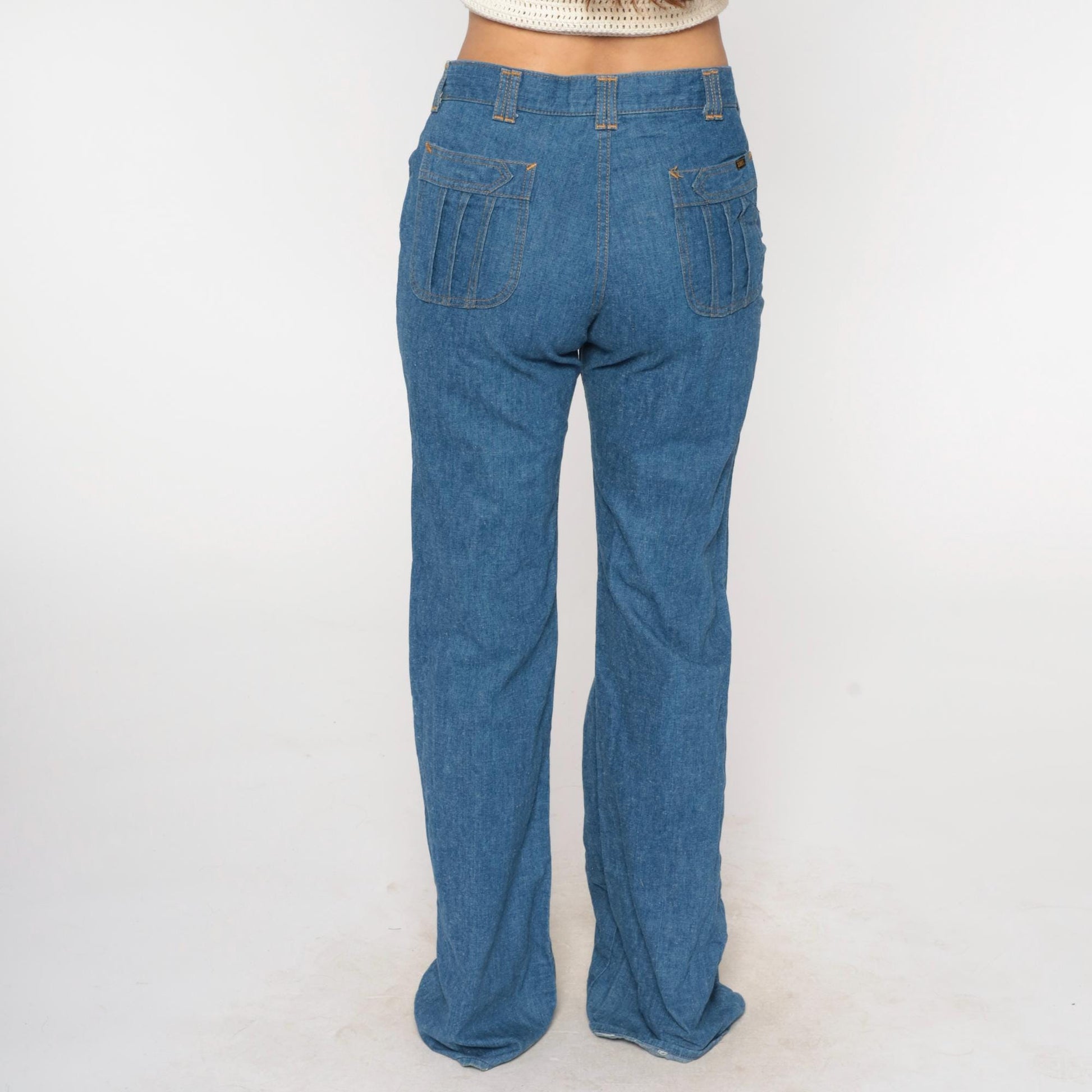 80s Lee Set High Rise Straight Leg Jeans Medium Wash Denim Medium