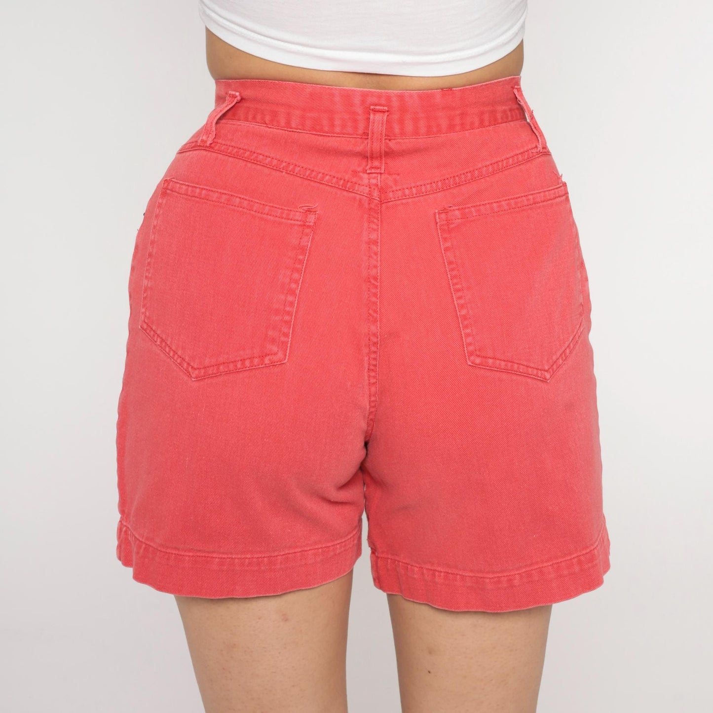 90s JJ Fargo Coral Denim Shorts High Waisted Cuffed Small
