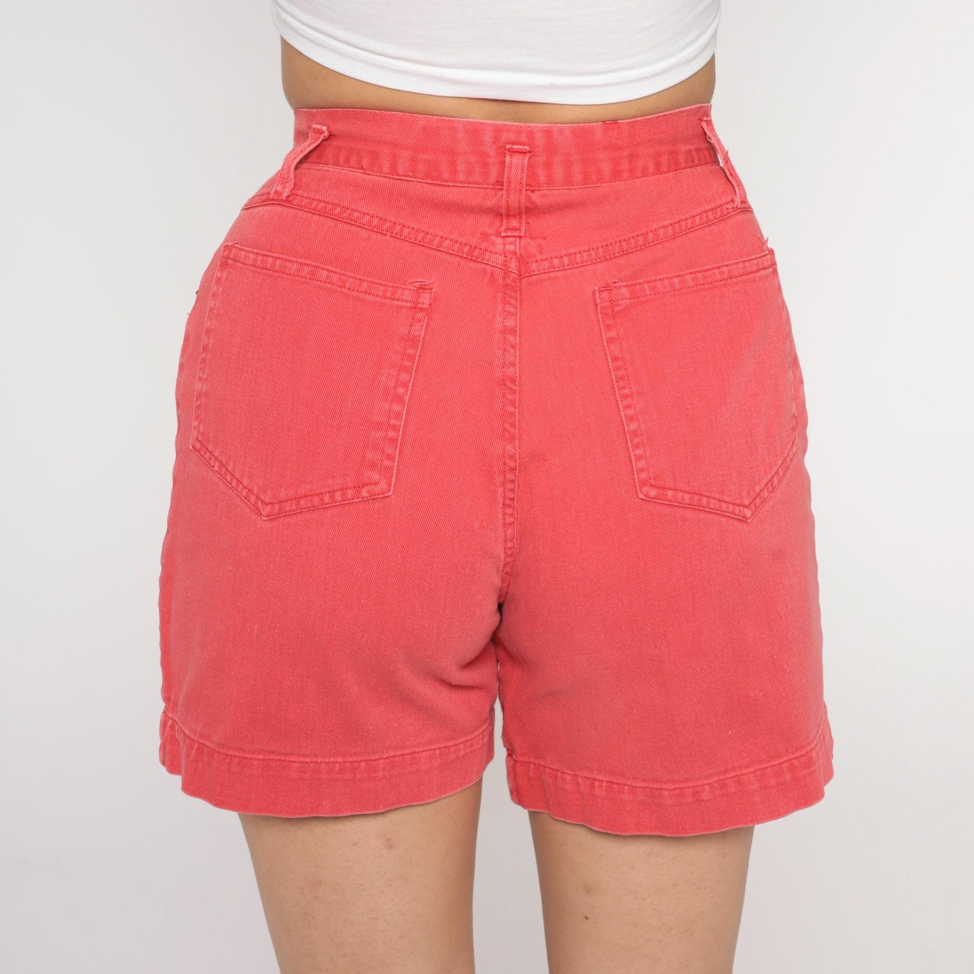 90s JJ Fargo Coral Denim Shorts High Waisted Cuffed Small