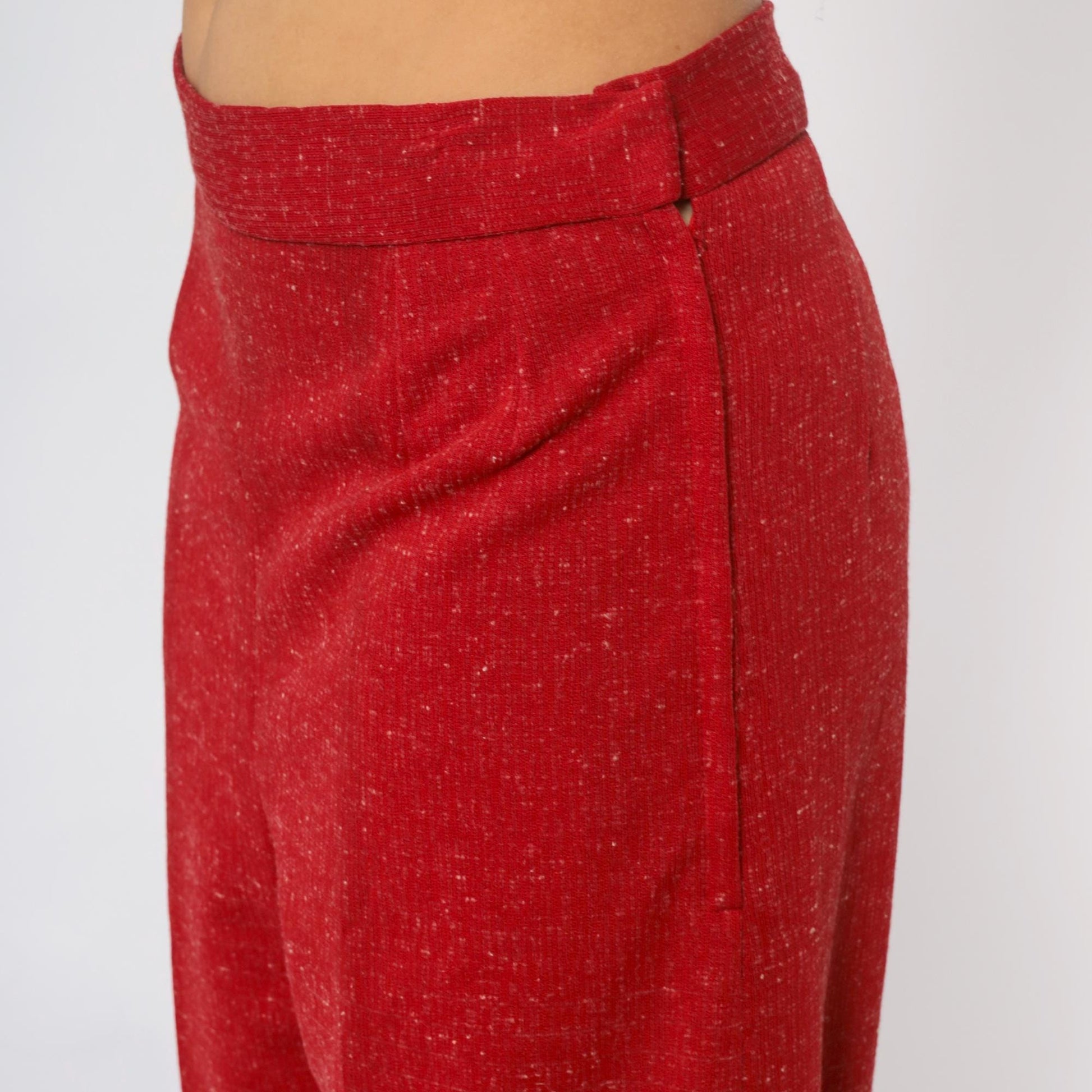 70s Burgundy Wide Leg Palazzo Pants High Waisted Flared Medium M