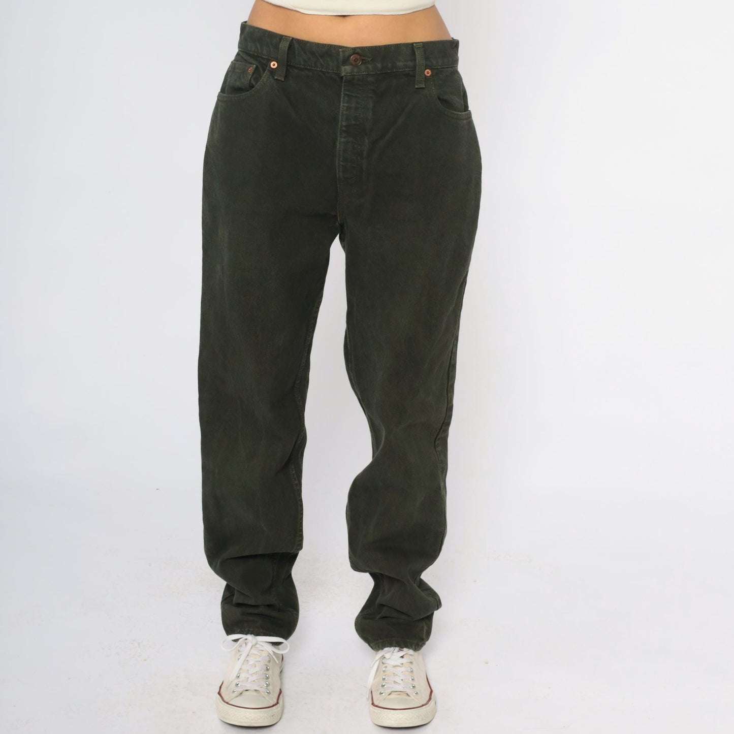 90s Levi's 551 Olive Green High Waist Straight Leg Jeans Large L