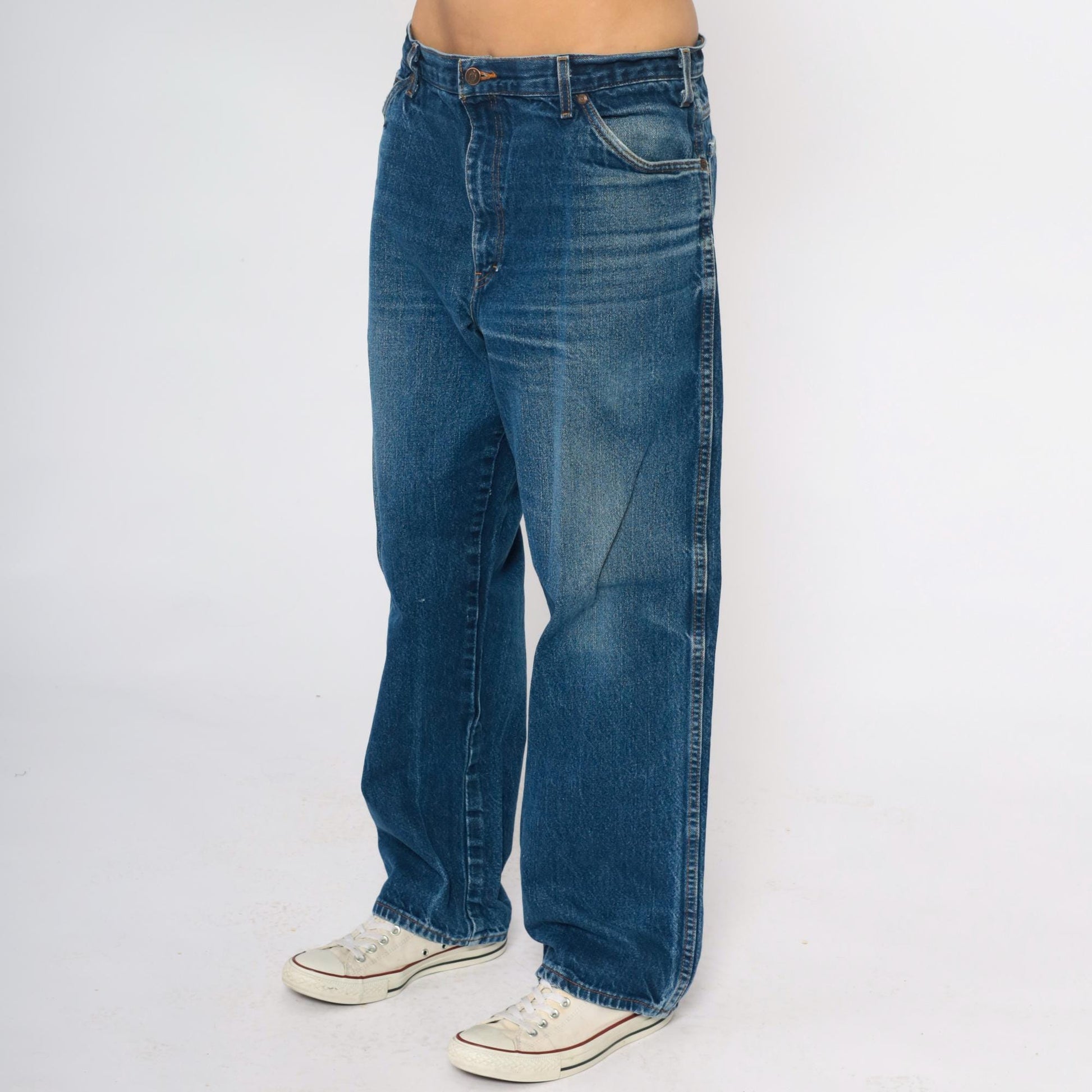 Dickies Y2K Medium Wash Denim Jeans Straight Leg Red Patch XXL