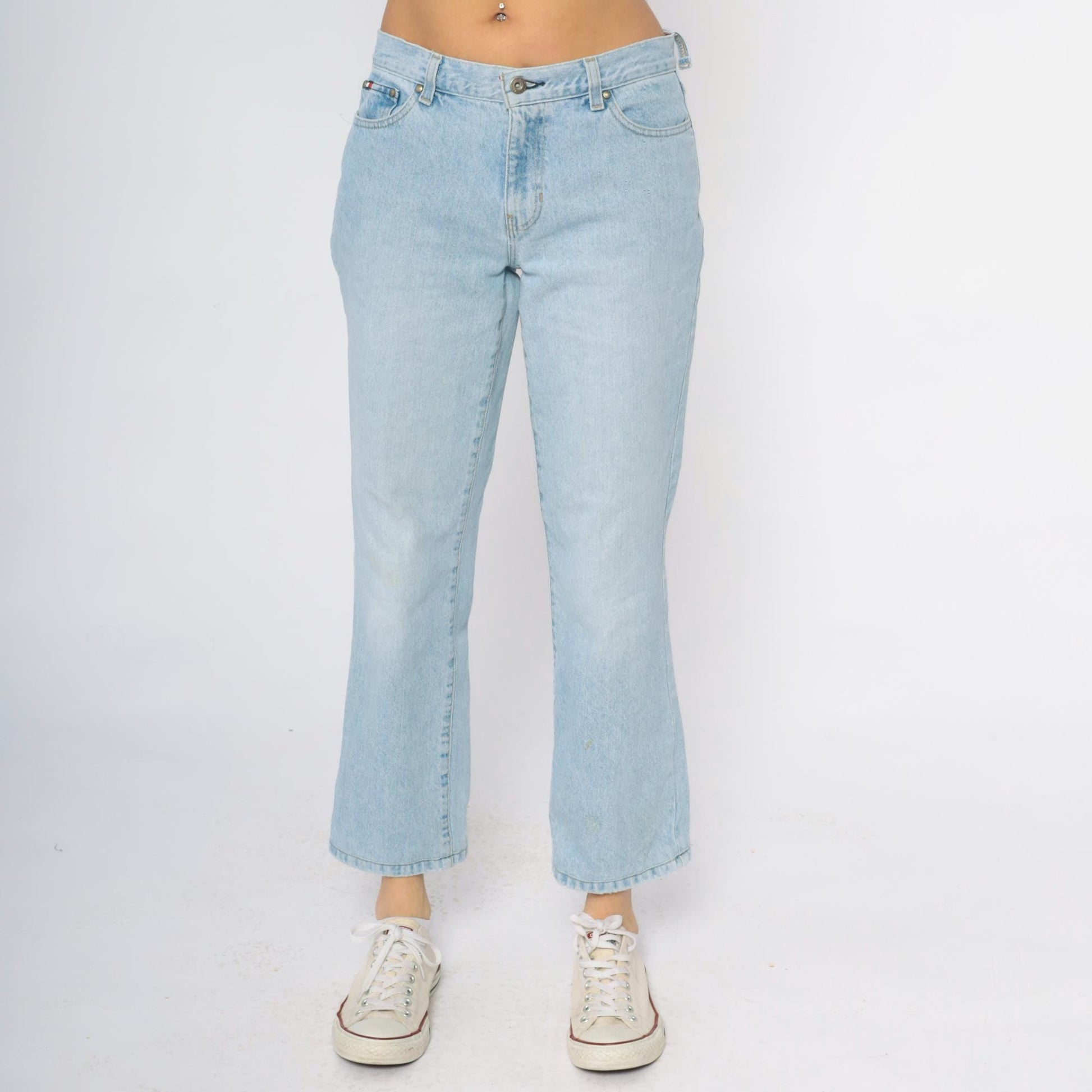 Tommy Hilfiger Y2K Light Wash Denim Cropped Ankle Jeans Small S