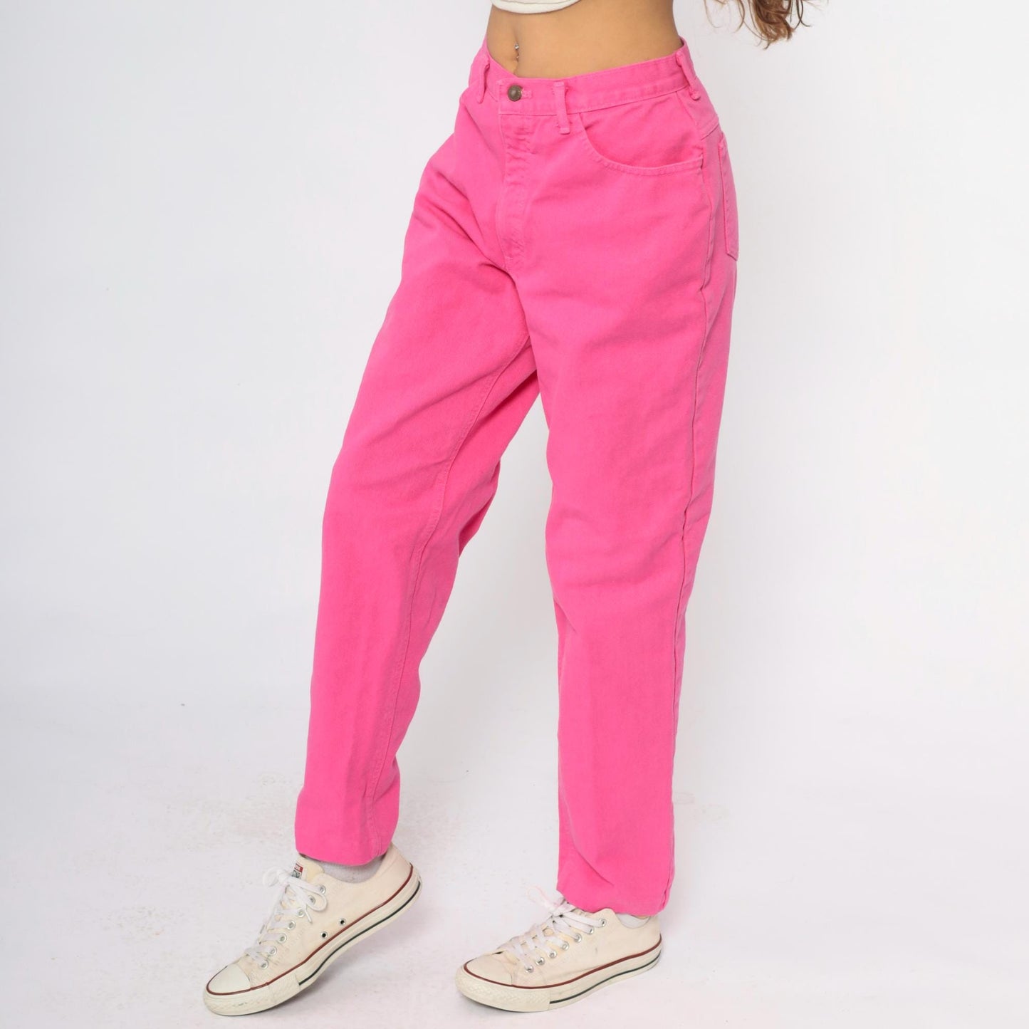 90s Moda Intl Hot Pink High Rise Straight Leg Jeans Cotton Denim Large L