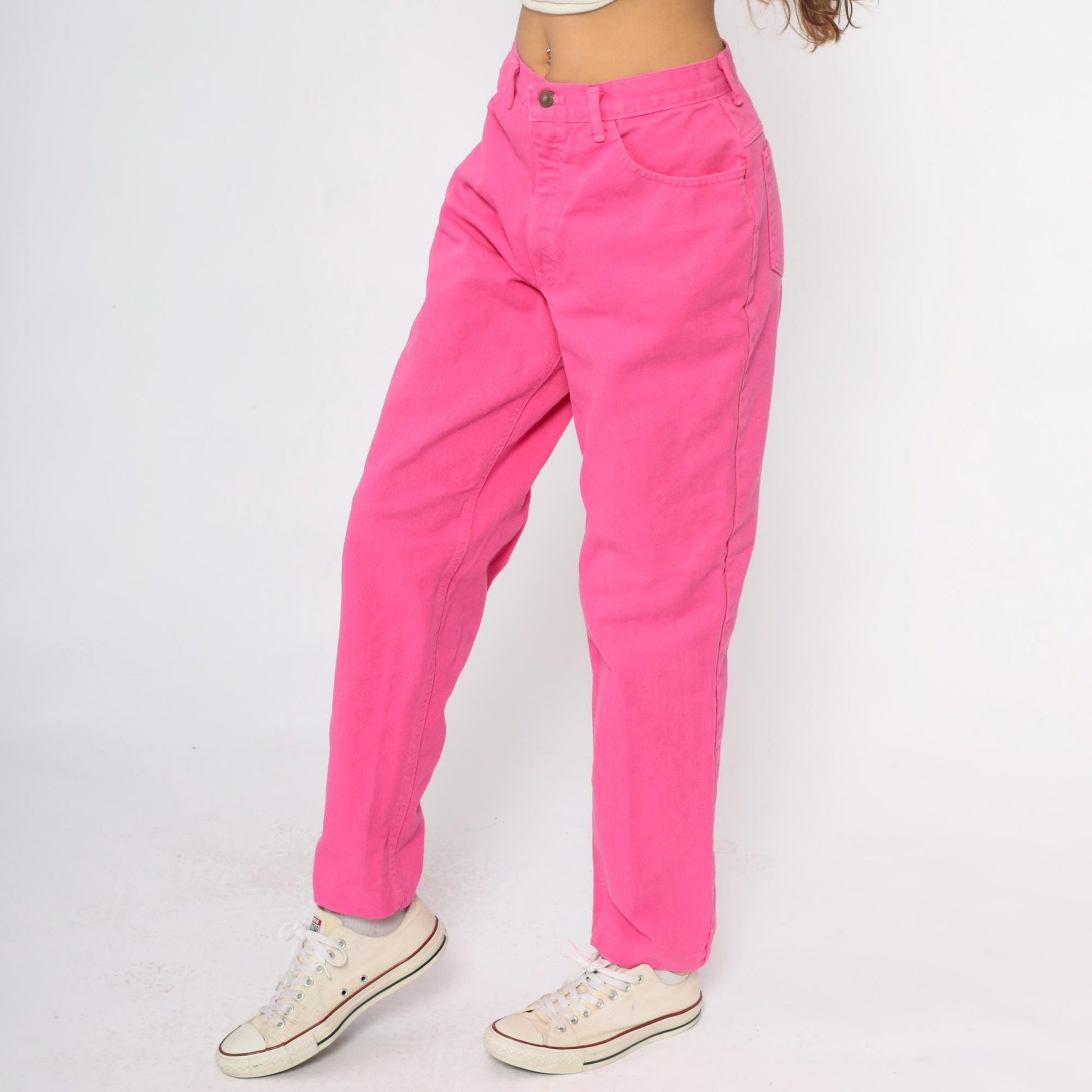 90s Moda Intl Hot Pink High Rise Straight Leg Jeans Cotton Denim Large L