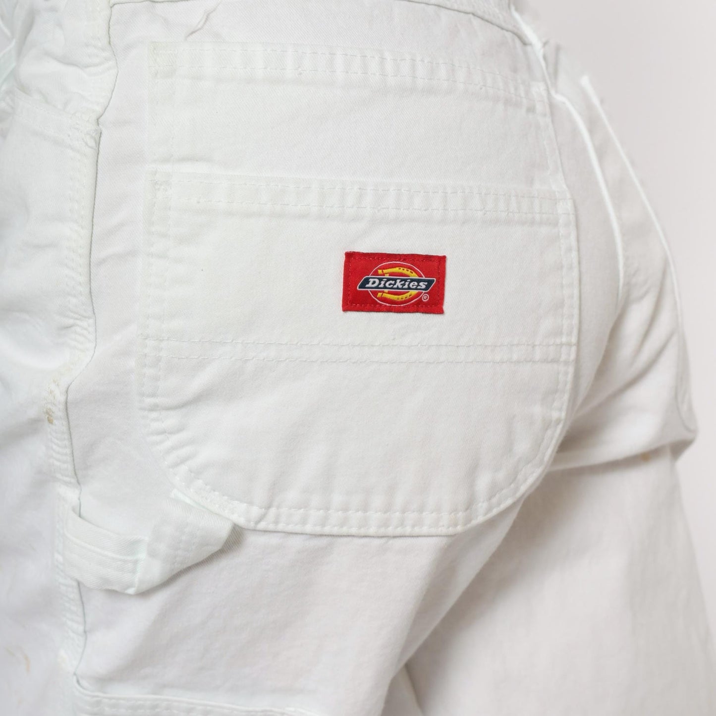 Y2K Dickies White Cargo Pants Distressed Workwear Cotton 32