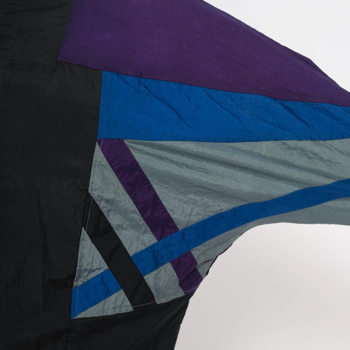 90s Colorblock Windbreaker Black Purple Blue Nylon Jacket Large L