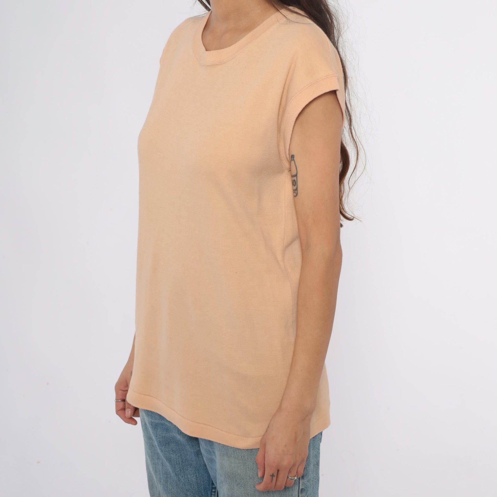 90s Coronet Casuals Tan Cap Sleeve T-Shirt Crew Neck Extra Large XL