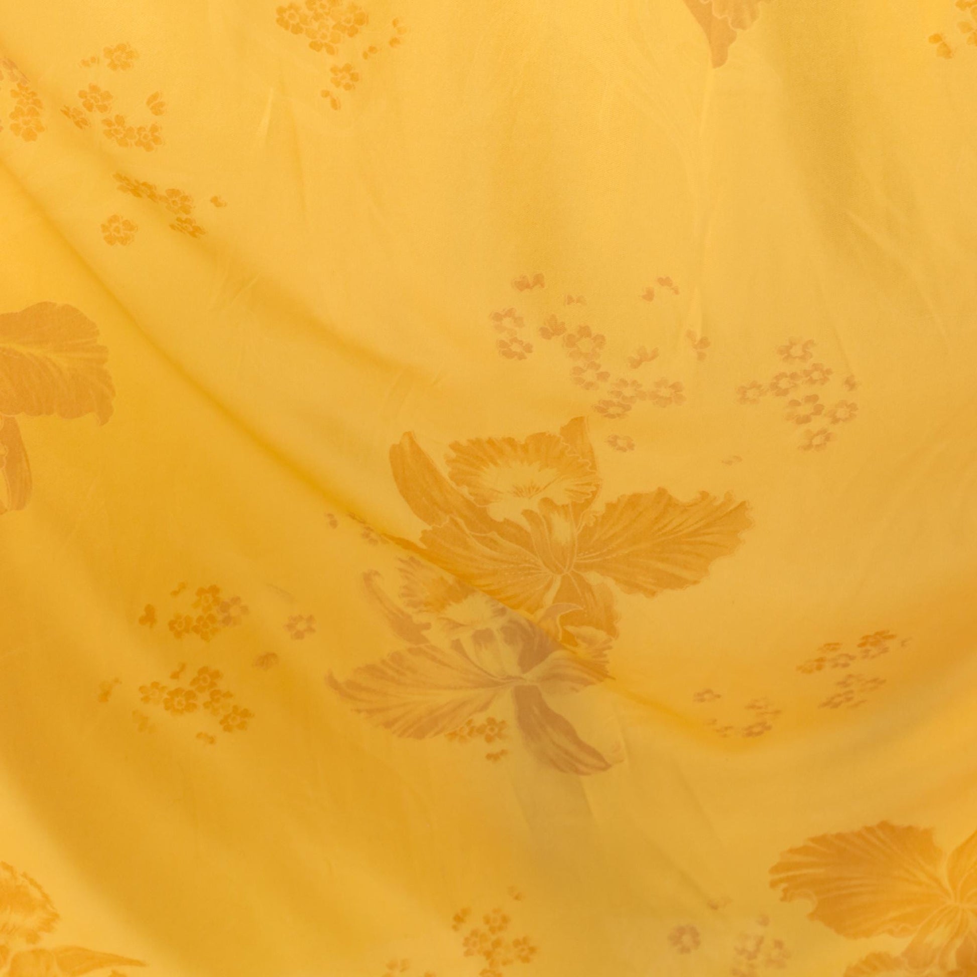 70s Yellow Floral Maxi Dress Flutter Sleeve Gathered Waist Medium Large