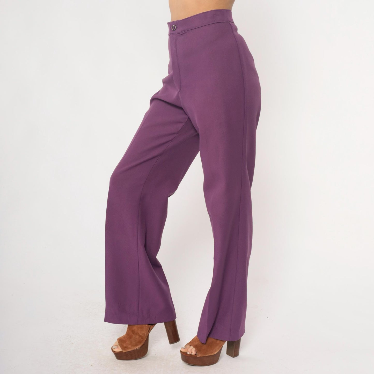 70s Levi's Purple High Waisted Wide Leg Trousers Medium M