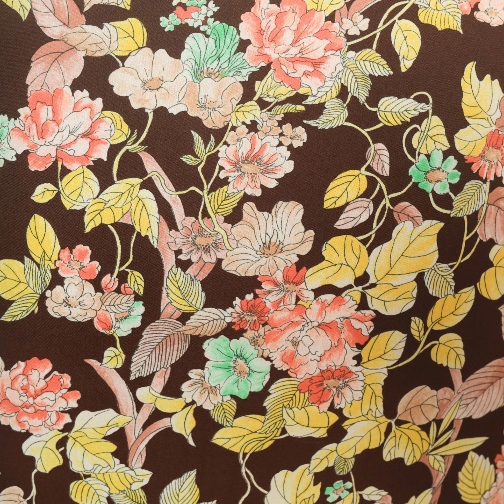 70s Pykettes Floral Blouse Brown Psychedelic Print Collared Long Sleeve Medium