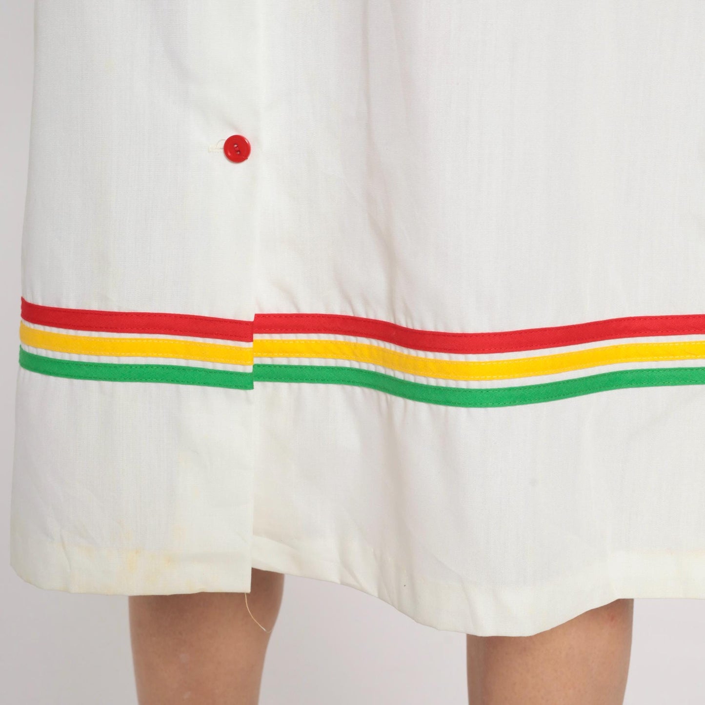 80s Star Shine Colorblock Dress Coral White Rainbow Stripe Belt Large