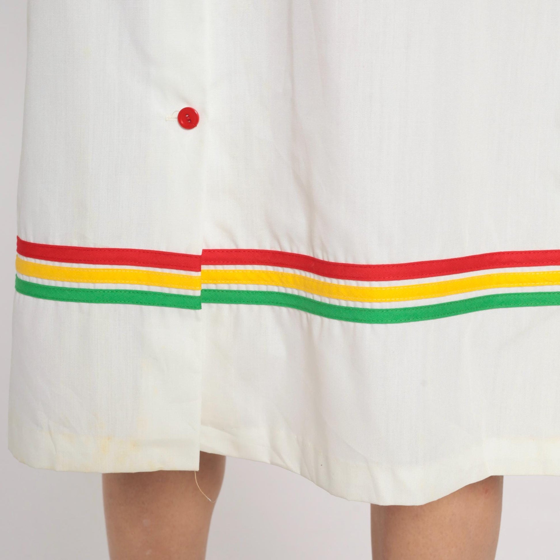 80s Star Shine Colorblock Dress Coral White Rainbow Stripe Belt Large