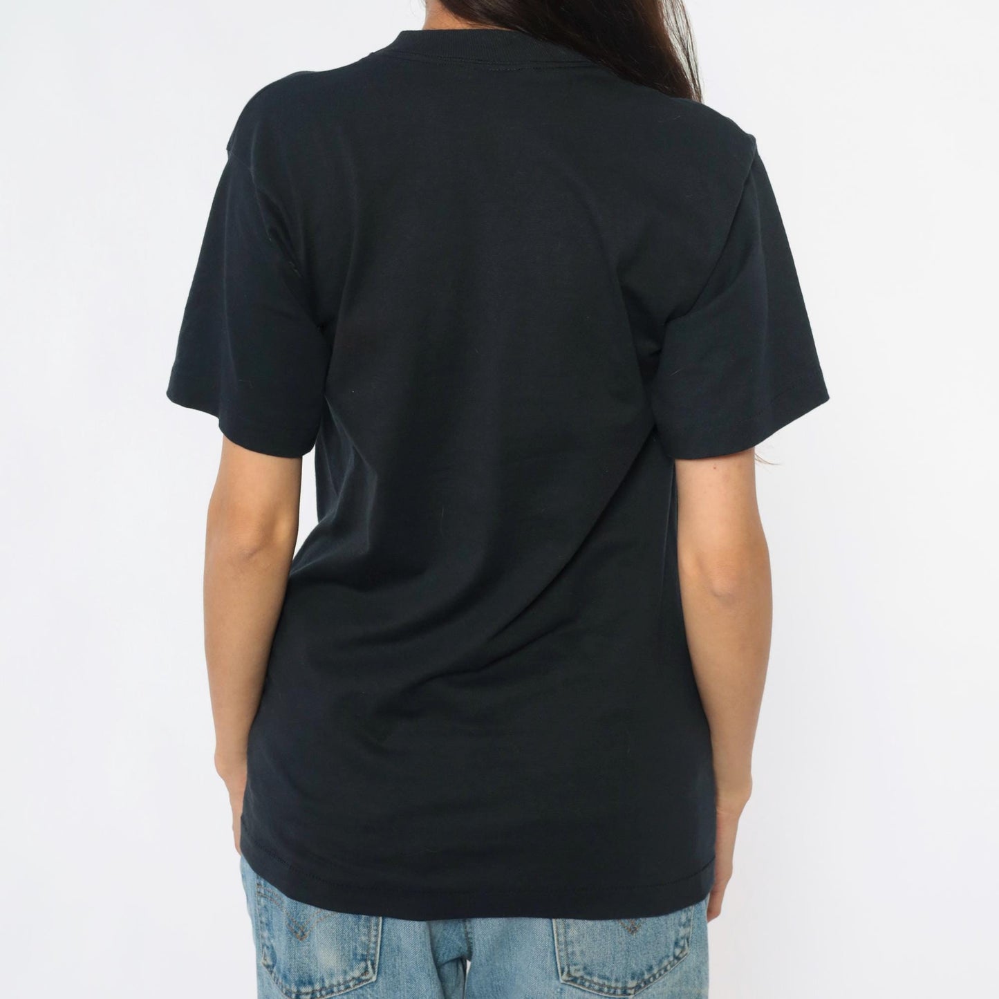 90s Gold Butterfly Floral Graphic T-Shirt Black Screen Stars Best Medium