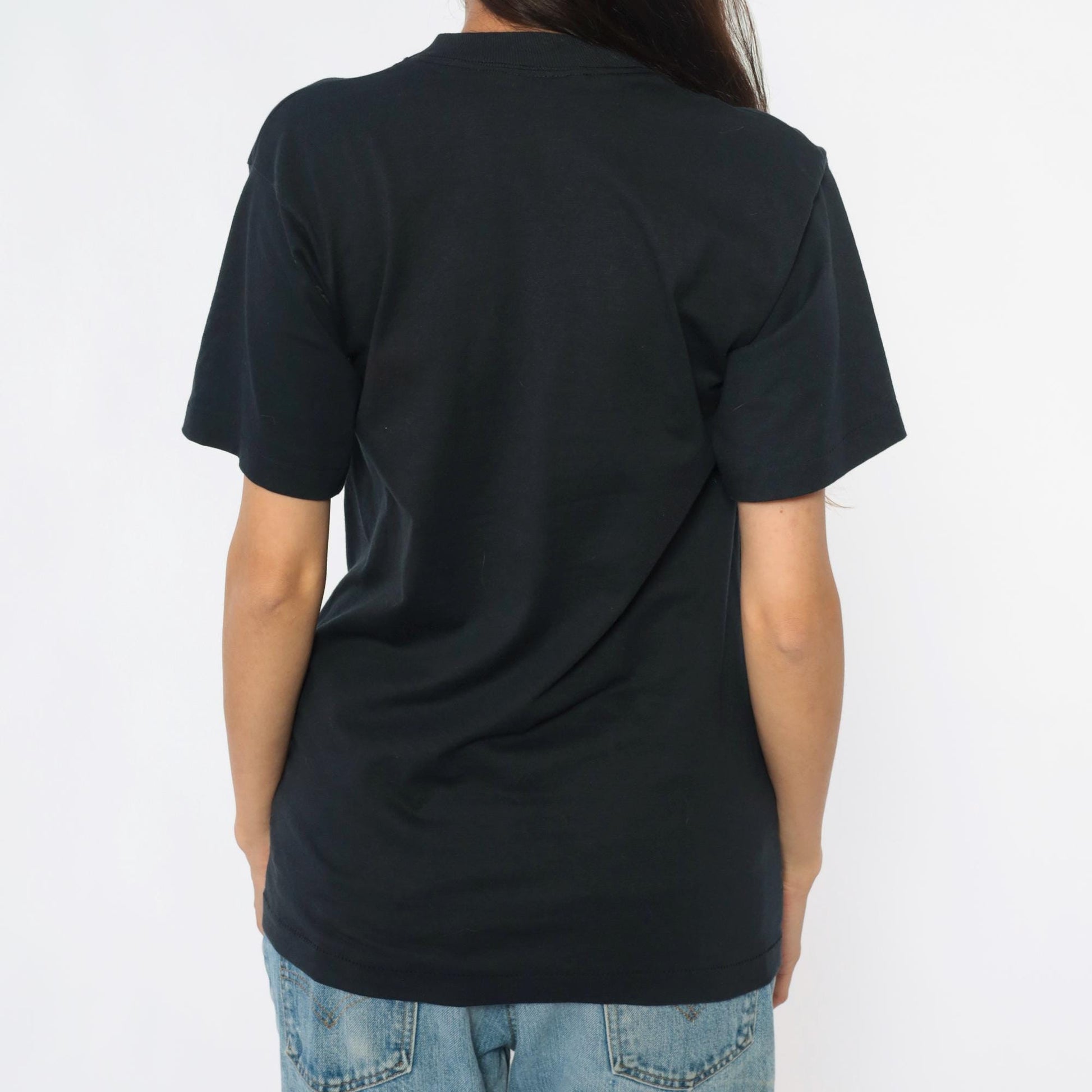 90s Gold Butterfly Floral Graphic T-Shirt Black Screen Stars Best Medium