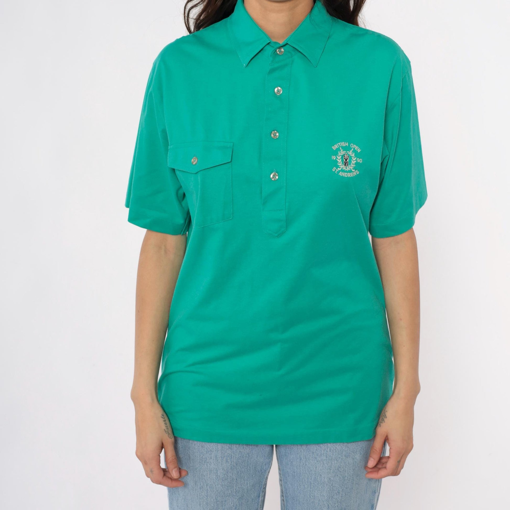90s Sporting Choice British Open St. Andrews Golf Polo Teal Medium M