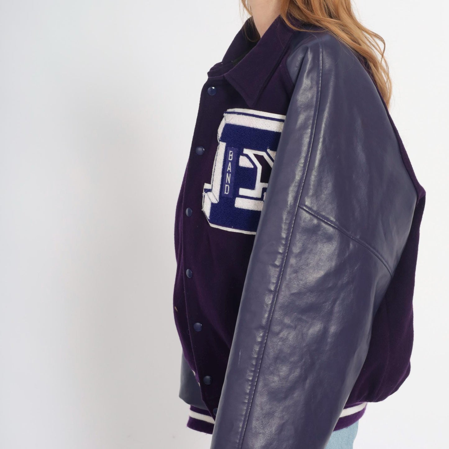 Y2K Neff Purple Varsity Jacket Wool Leather Sleeves Letterman XXL