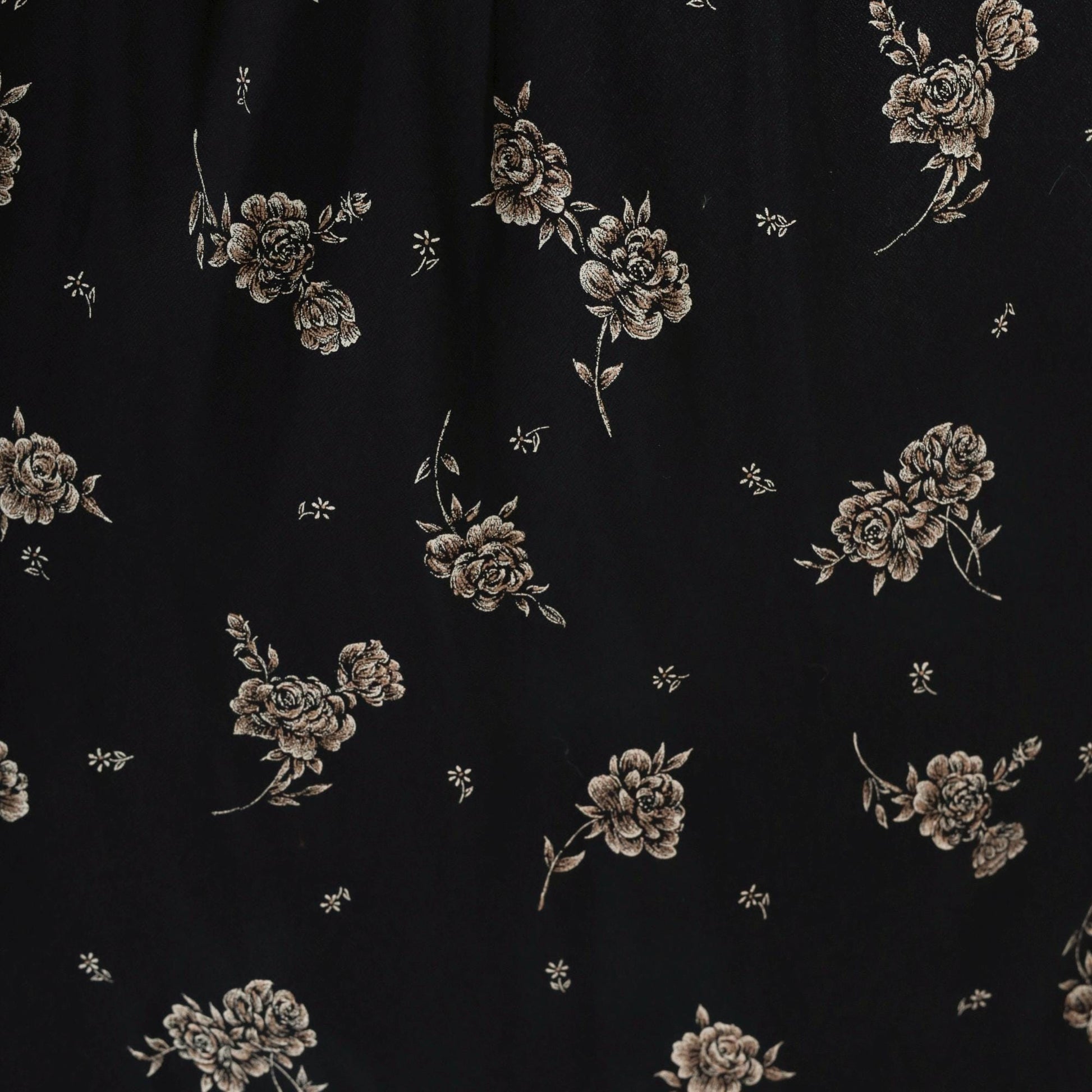 90s Molly Malloy Black Floral Midi Dress with Knit Vest Overlay Small