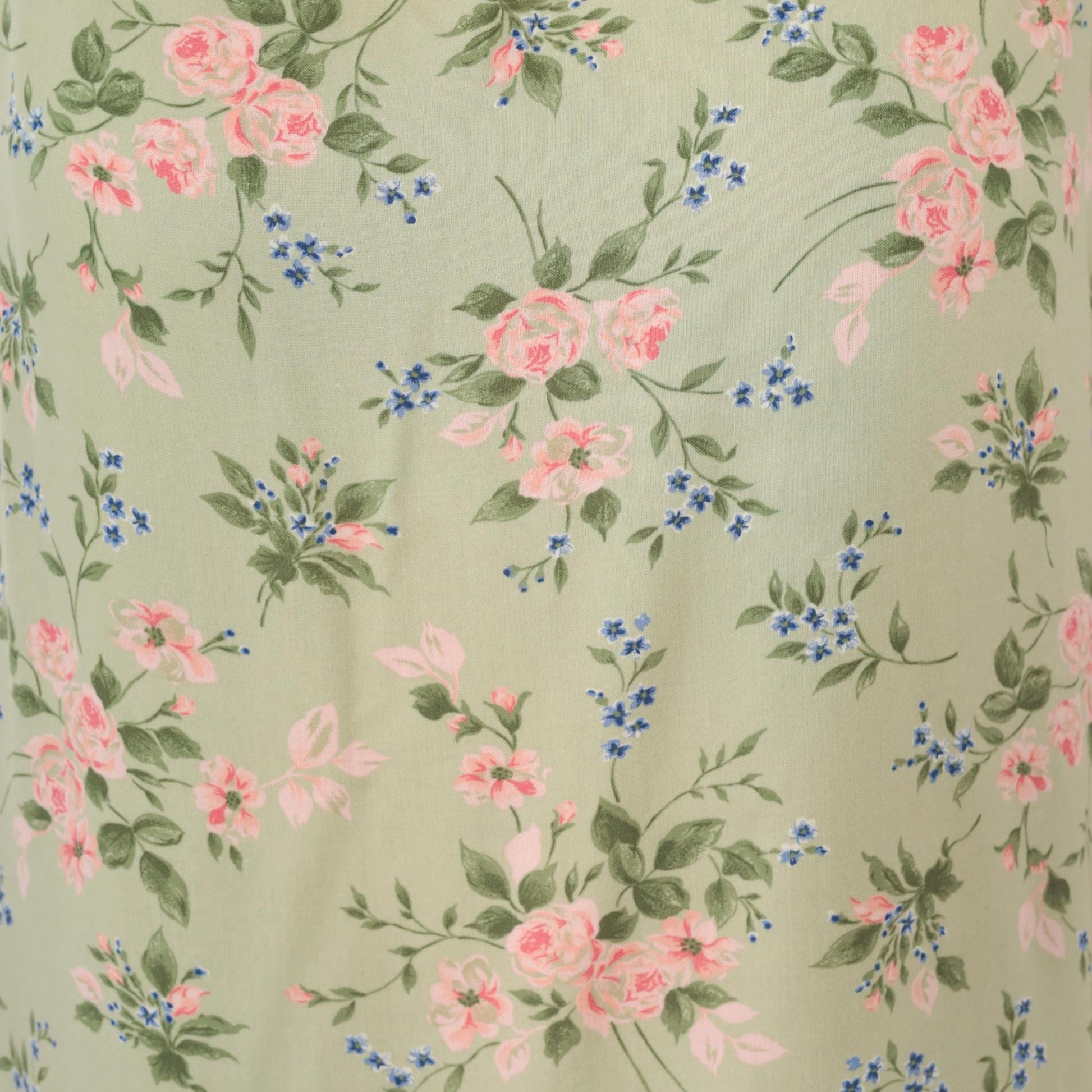 90s Lancaster Clothing Floral Shift Dress Sage Green Pink Roses Extra Large