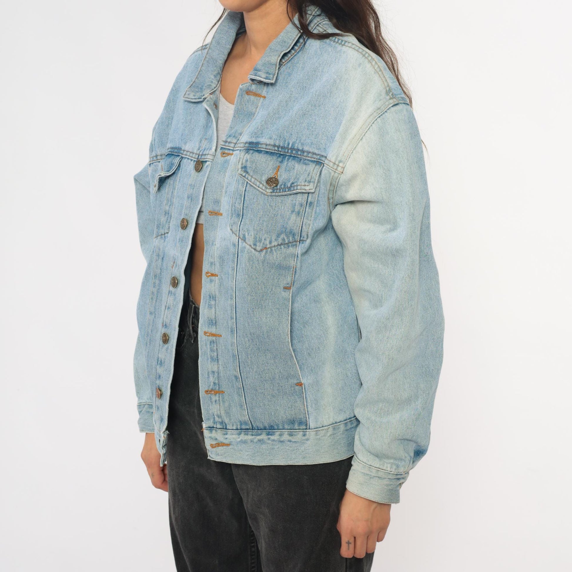 90s Kento's Hawaii Honolulu Light Wash Denim Jacket Embroidered Medium M