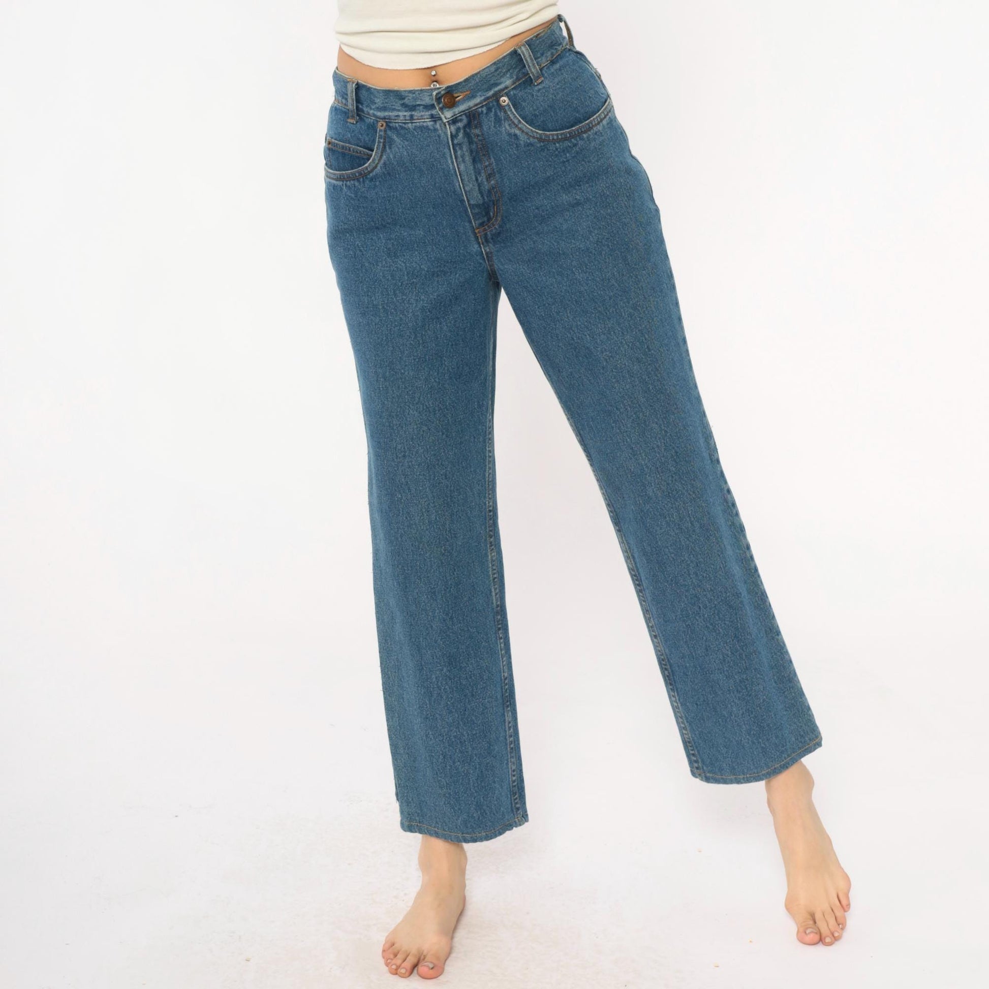 Y2K Pendleton Wide Leg Cropped Jeans High Waist Medium Blue Denim Small