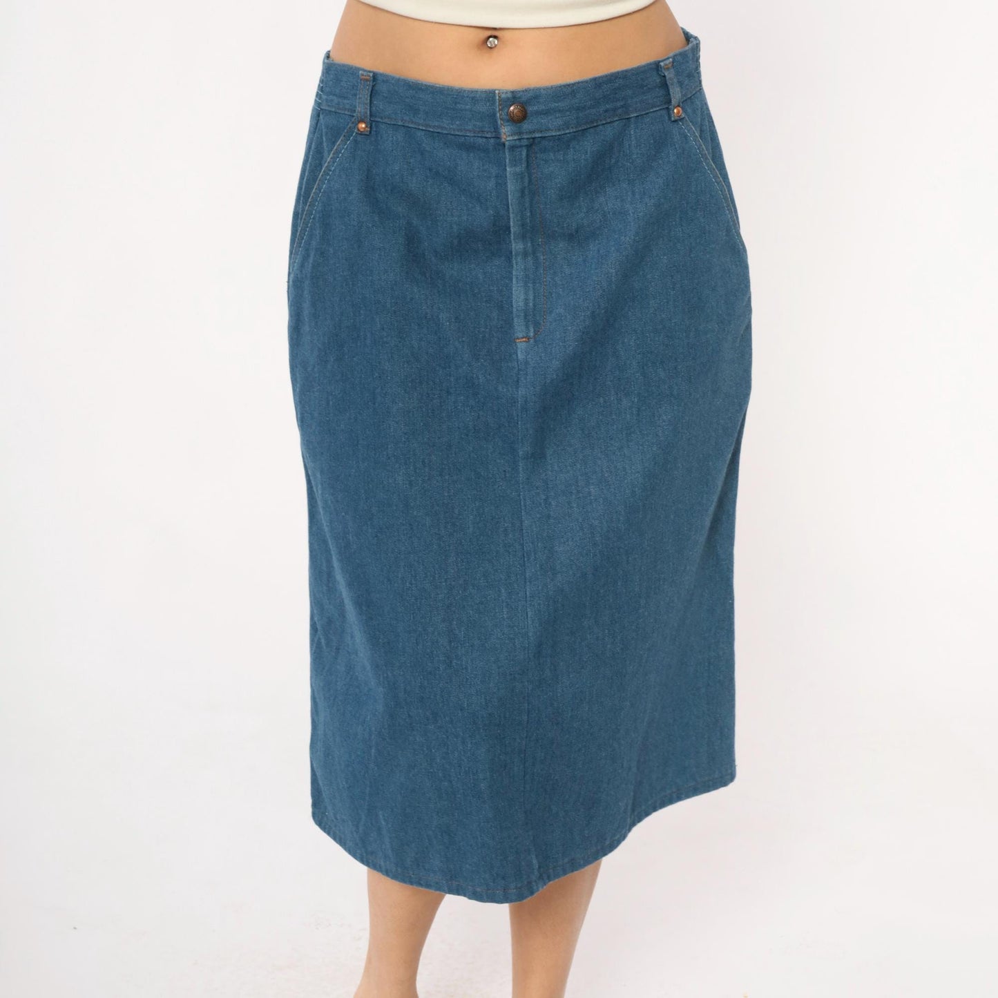 Levi's Medium Blue Denim Skirt High Waisted A-Line Medium M