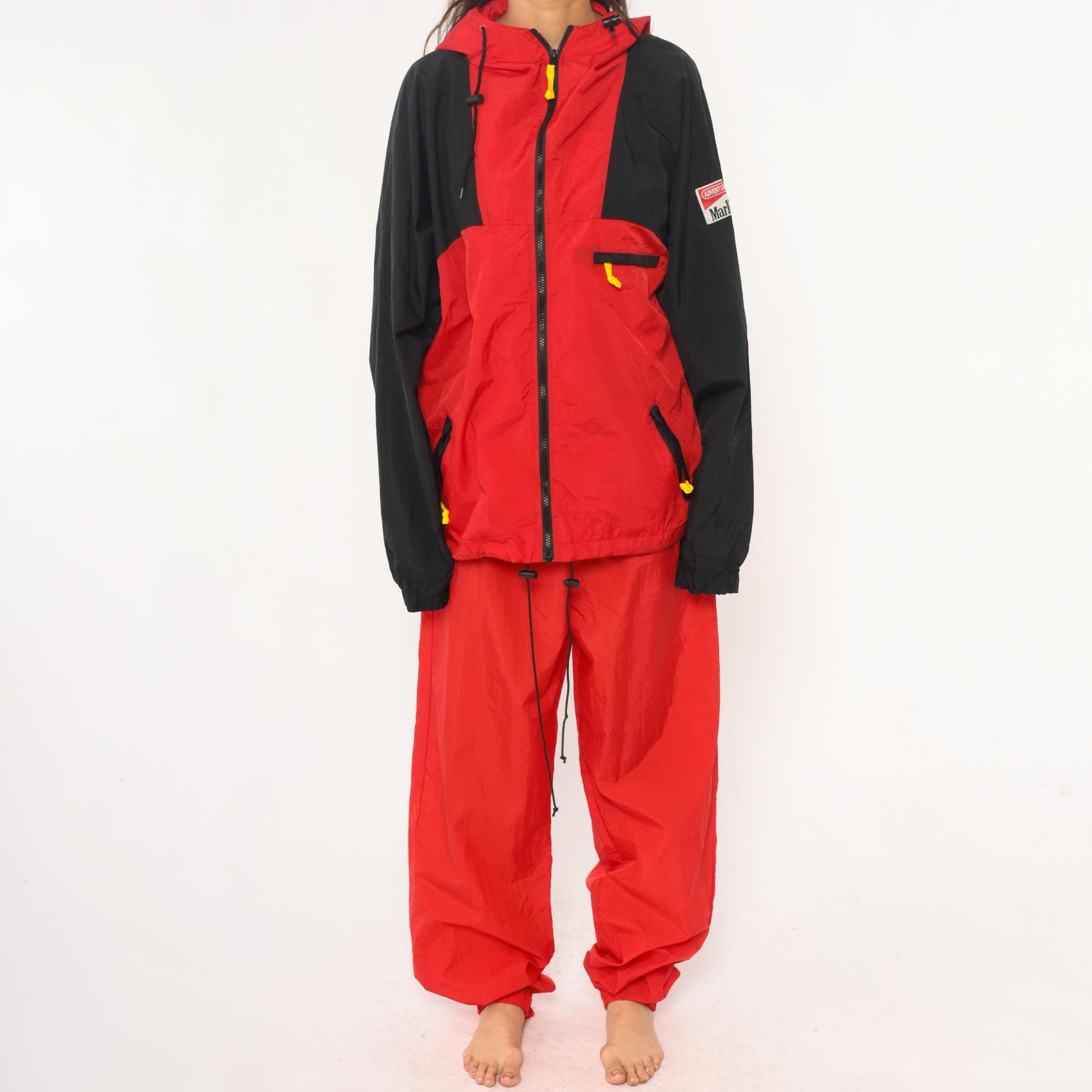 90s Marlboro Adventure Team Tracksuit Red Black Yellow Nylon Jacket Pants Extra Large XXL