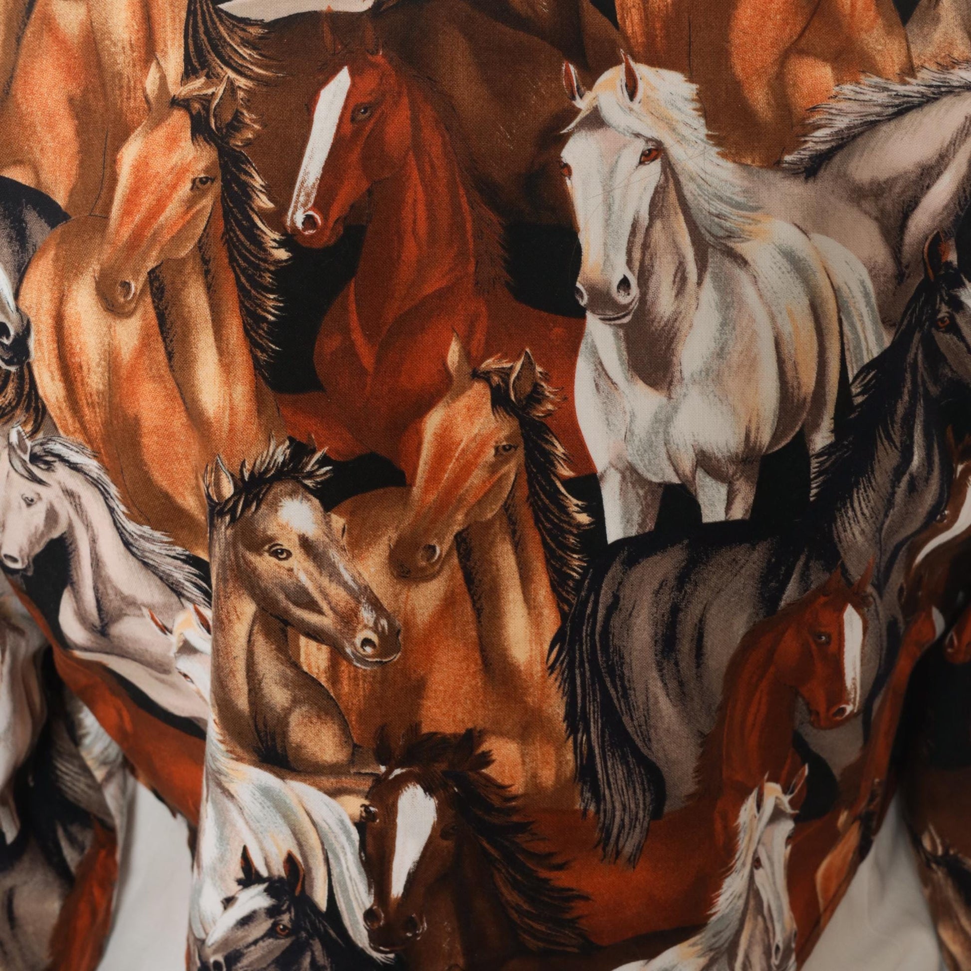 90s Roughrider Western Horse Print Button-Up Blouse White Small