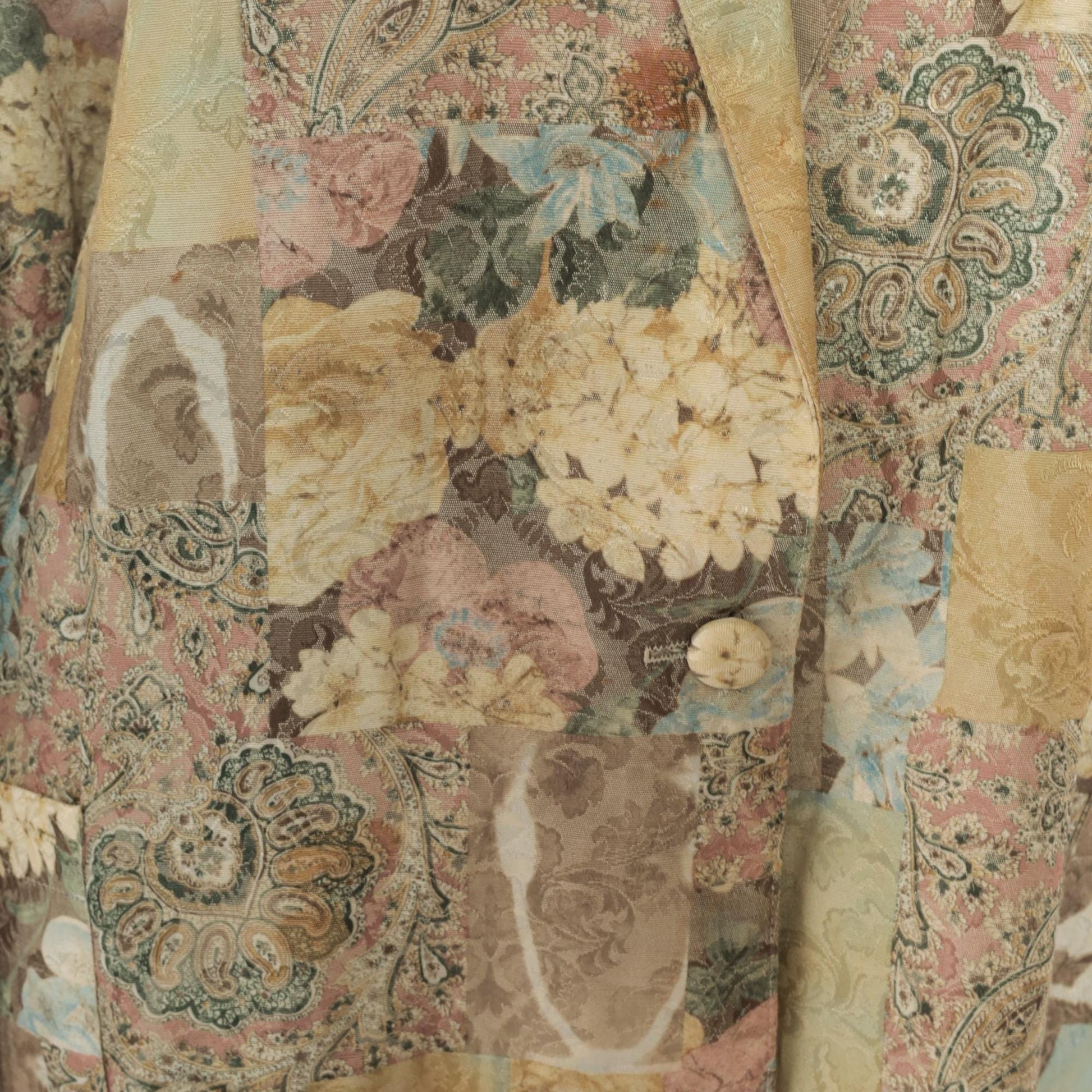 90s Melissa Robyn Floral Paisley Open Blazer Cream Multi Medium