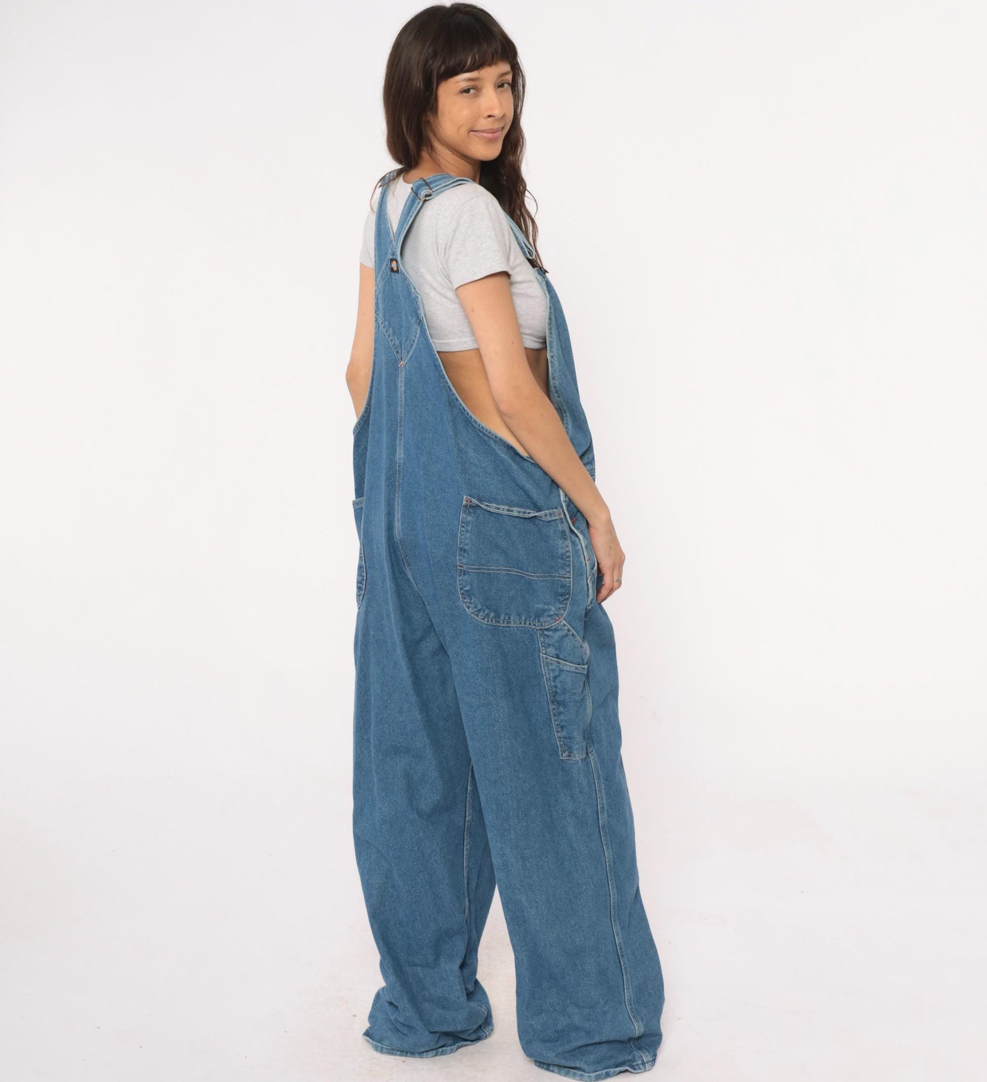 90s Dickies Denim Overalls Blue Baggy Workwear Carpenter Bib XL