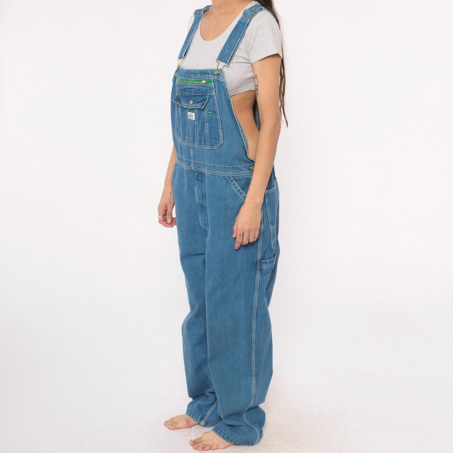 90s Liberty Denim Overalls Medium Blue Wide Leg Carpenter Unisex Small