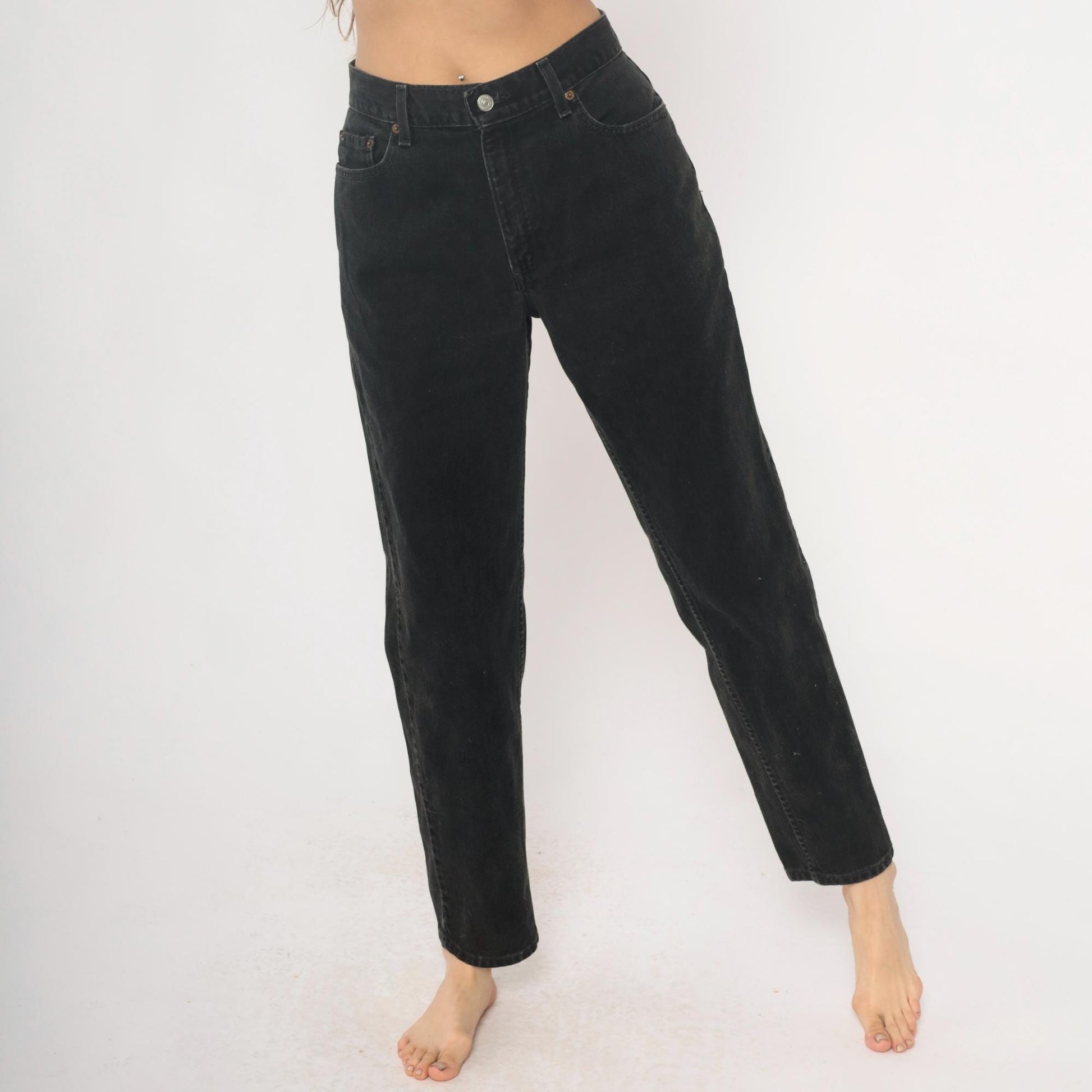 Levi's 550 Black High-Waisted Straight Leg Jeans Y2K Denim Medium