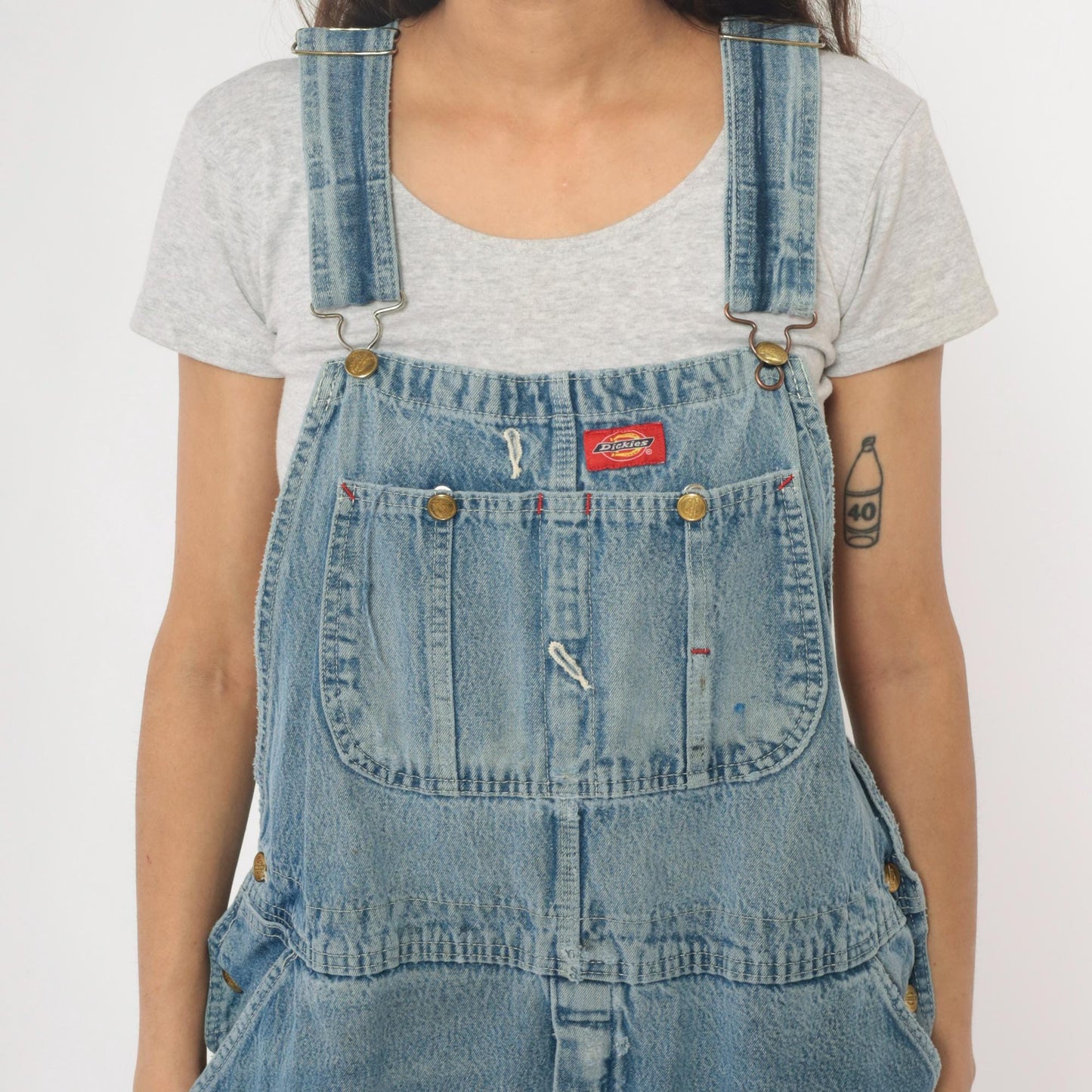 Dickies Y2K Light Blue Denim Overalls Distressed Workwear Plus Size XXL