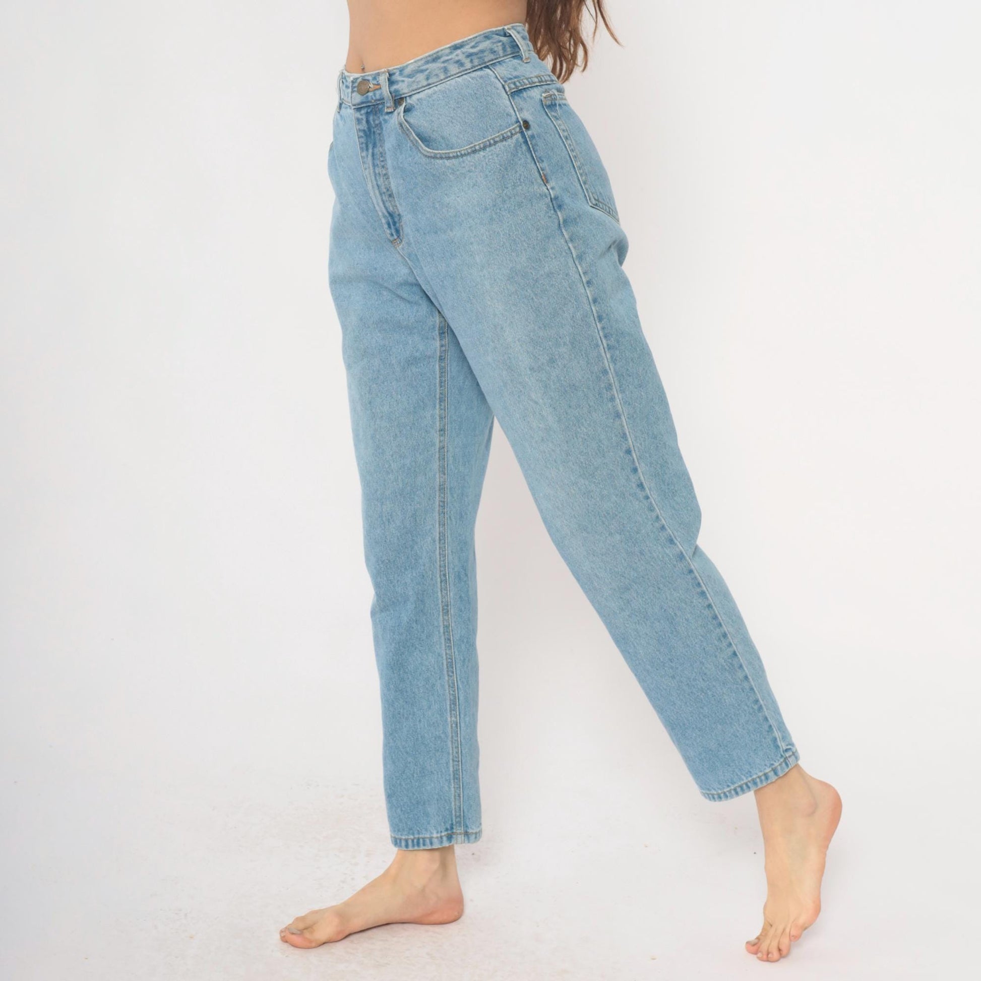 90s Liz Authentic High Waisted Jeans Light Wash Leaf Pocket Medium