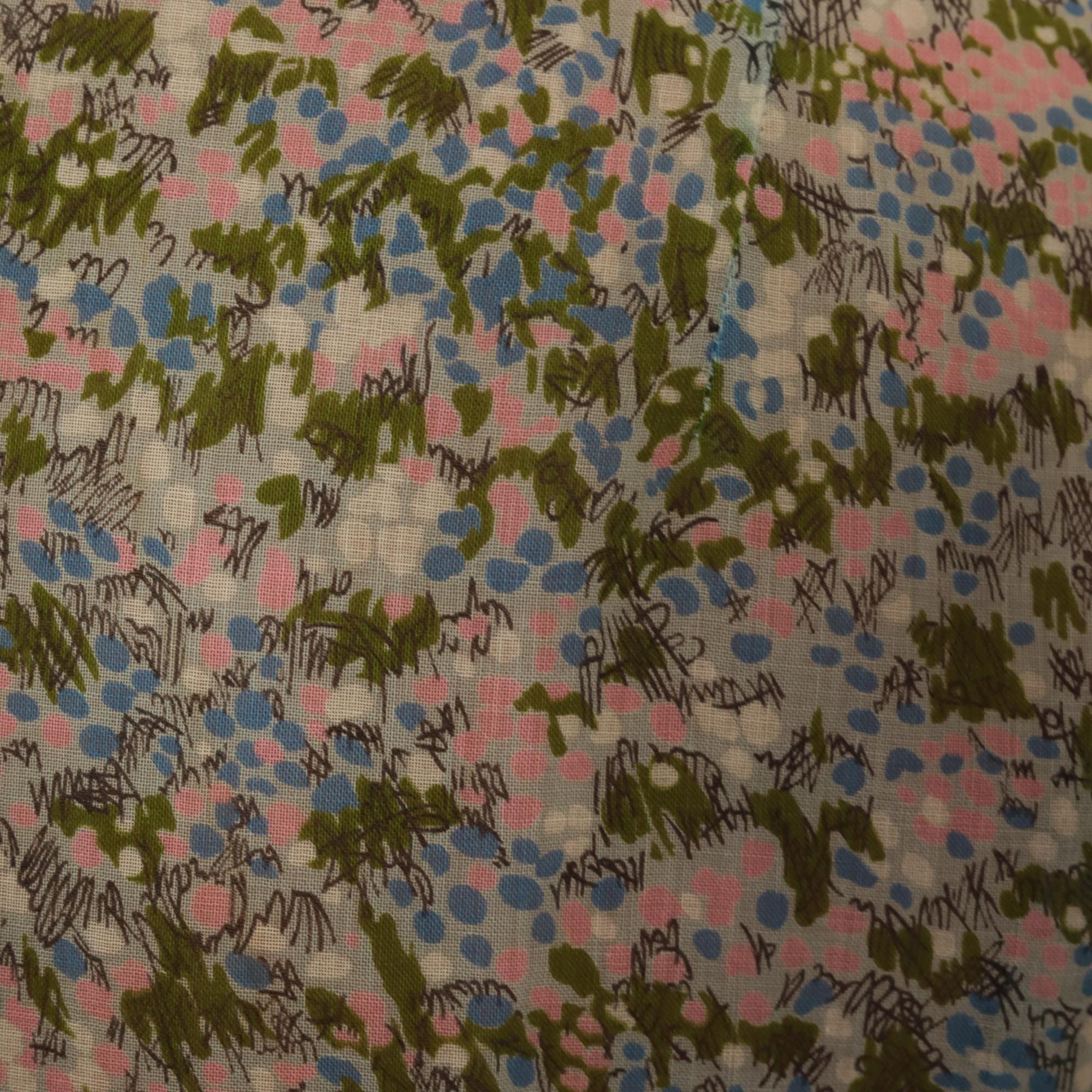 60s Laiglon Floral Midi Dress Button Front Shirtdress Cotton Medium