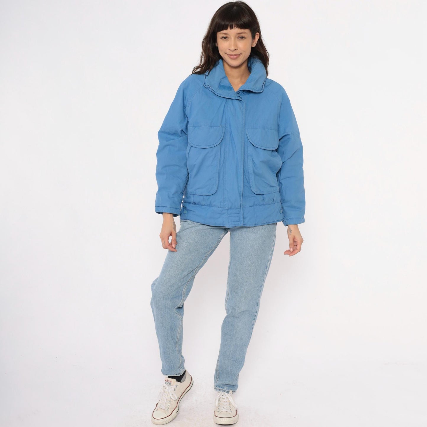 80s London Fog Periwinkle Puffer Jacket Down-Filled Raglan Small