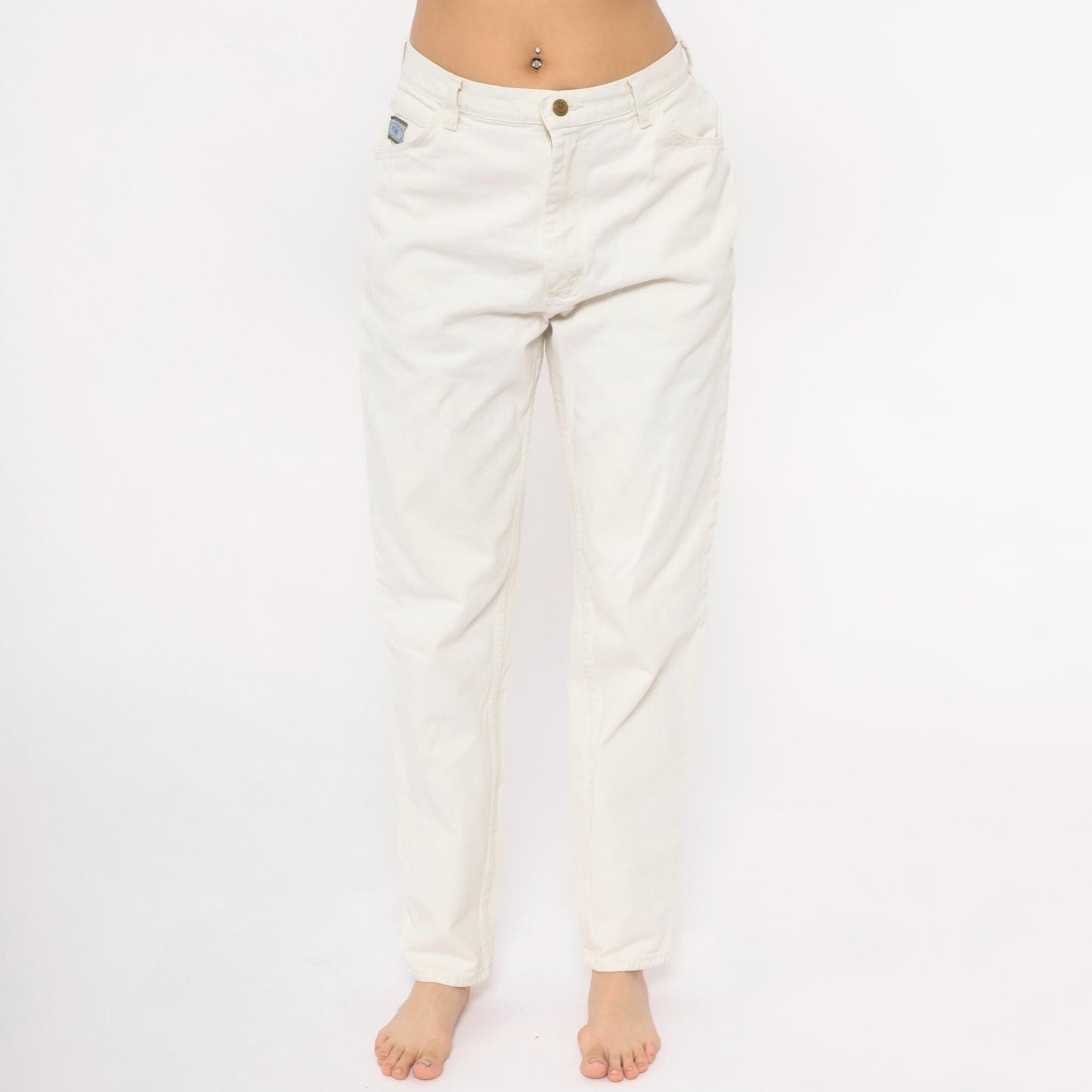90s Wrangler White Cotton Denim High-Rise Straight Jeans Women's 29