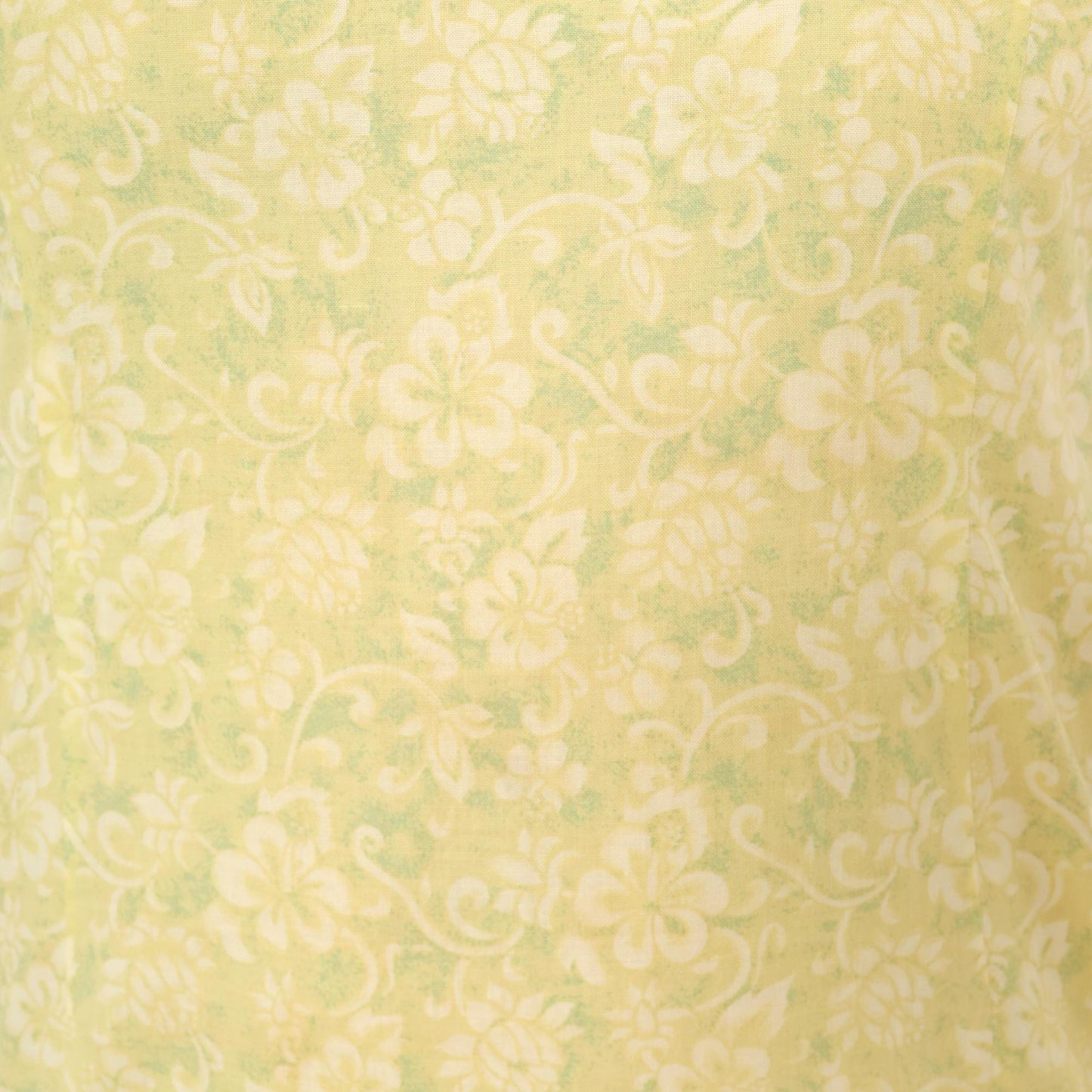 Y2K Yellow Floral Damask Knee-Length Shift Dress Collared Small