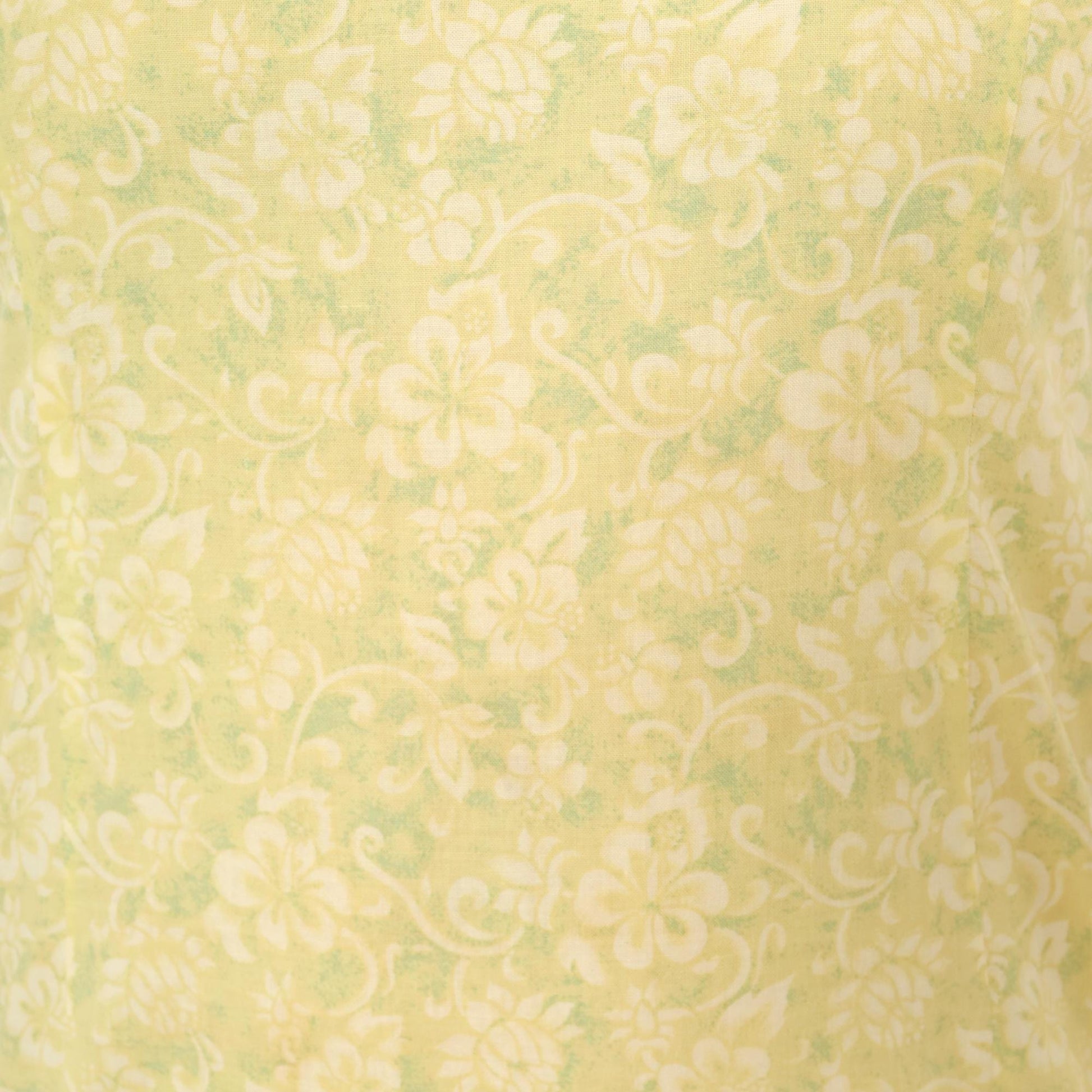 Y2K Yellow Floral Damask Knee-Length Shift Dress Collared Small