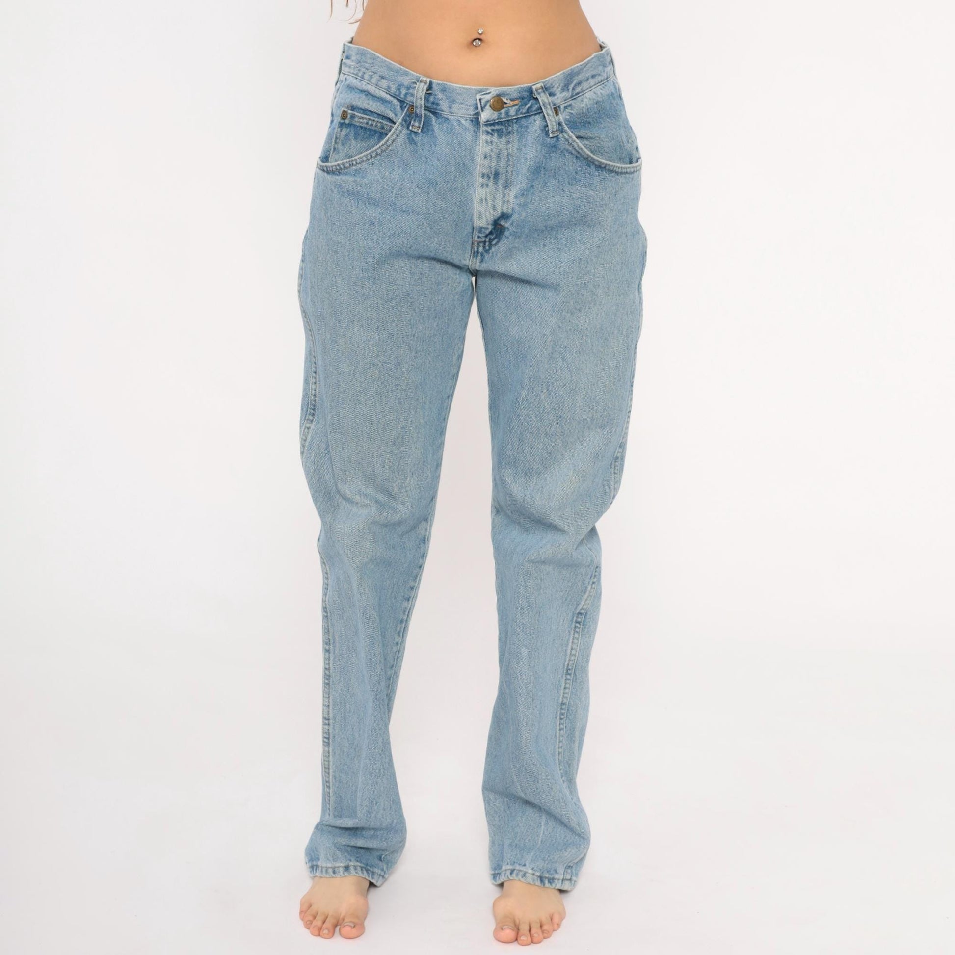 2000s Wrangler Straight Leg Jeans Light Wash Mid Rise Blue Denim 33x34