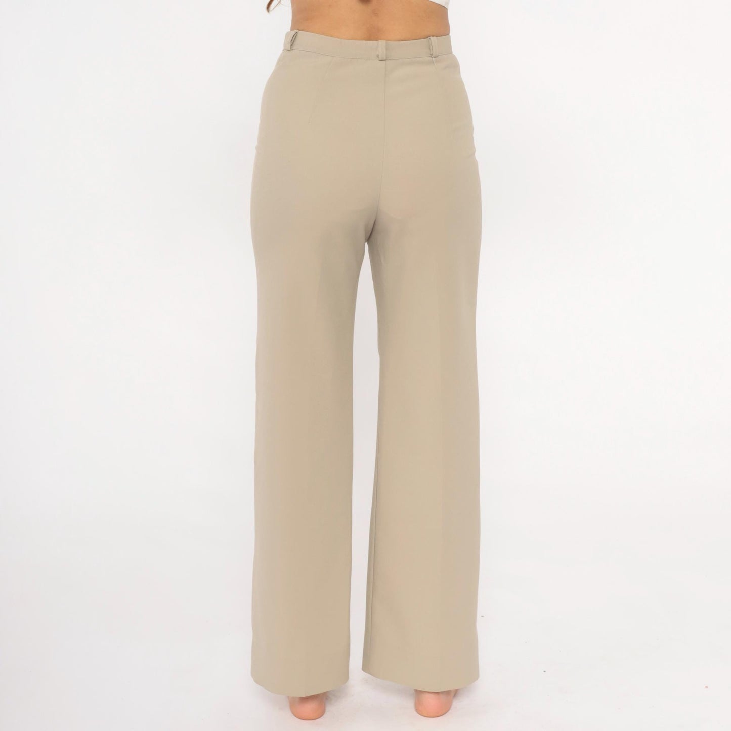 70s Rrrruss Tan Wide Leg Trousers High Waisted Straight Leg Small S