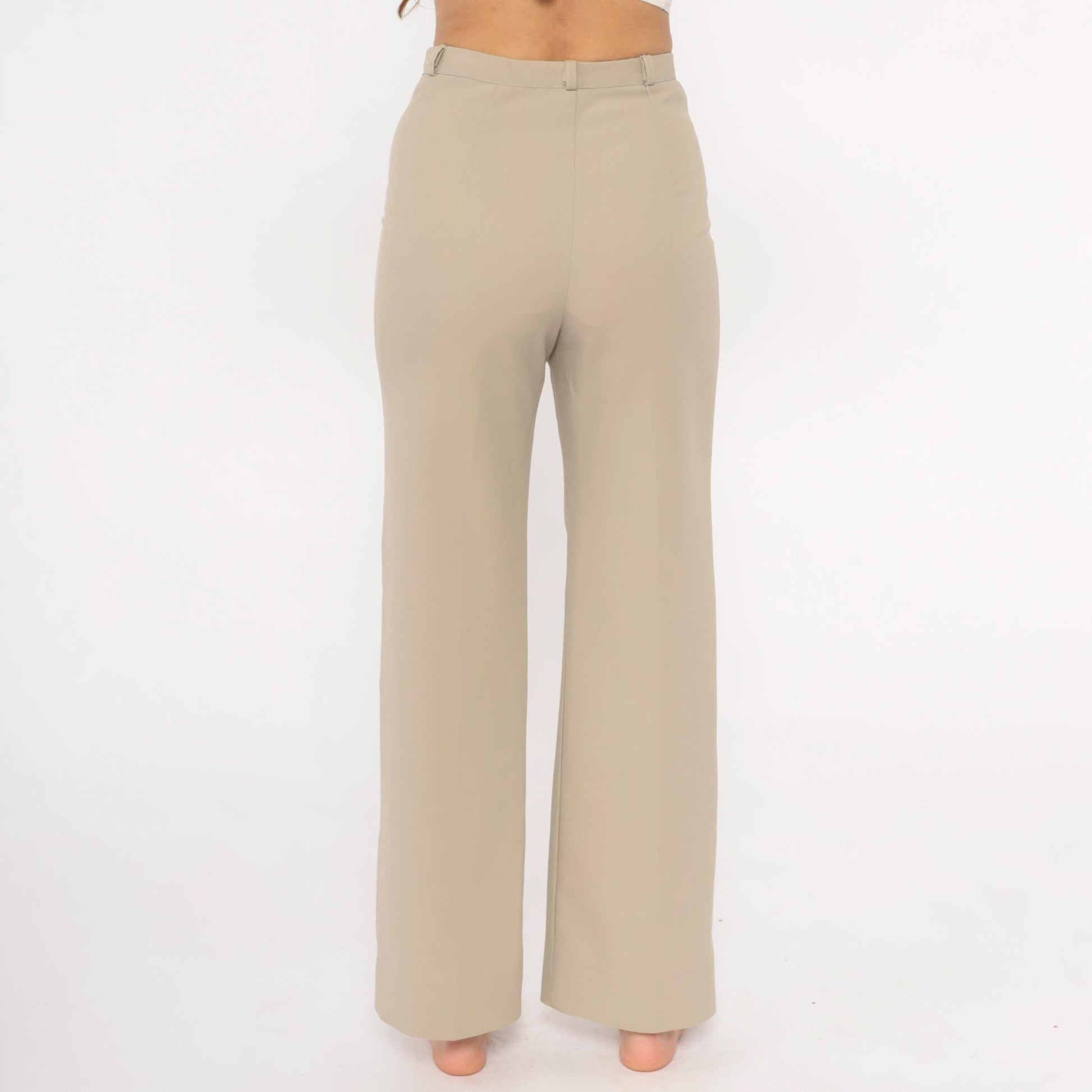 70s Rrrruss Tan Wide Leg Trousers High Waisted Straight Leg Small S