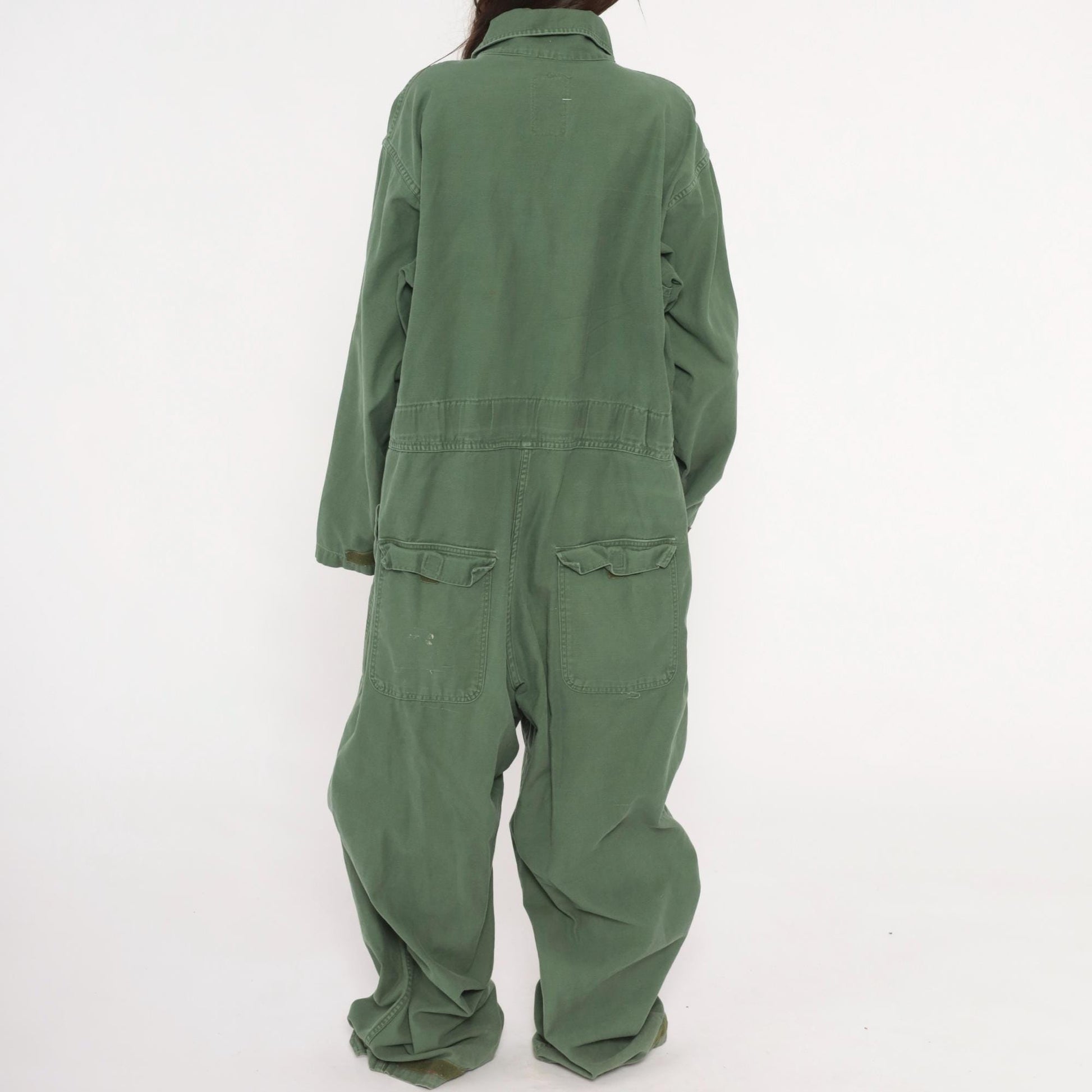 90s Equa Industries Military Coveralls Olive Drab Cotton Flight Suit XXL