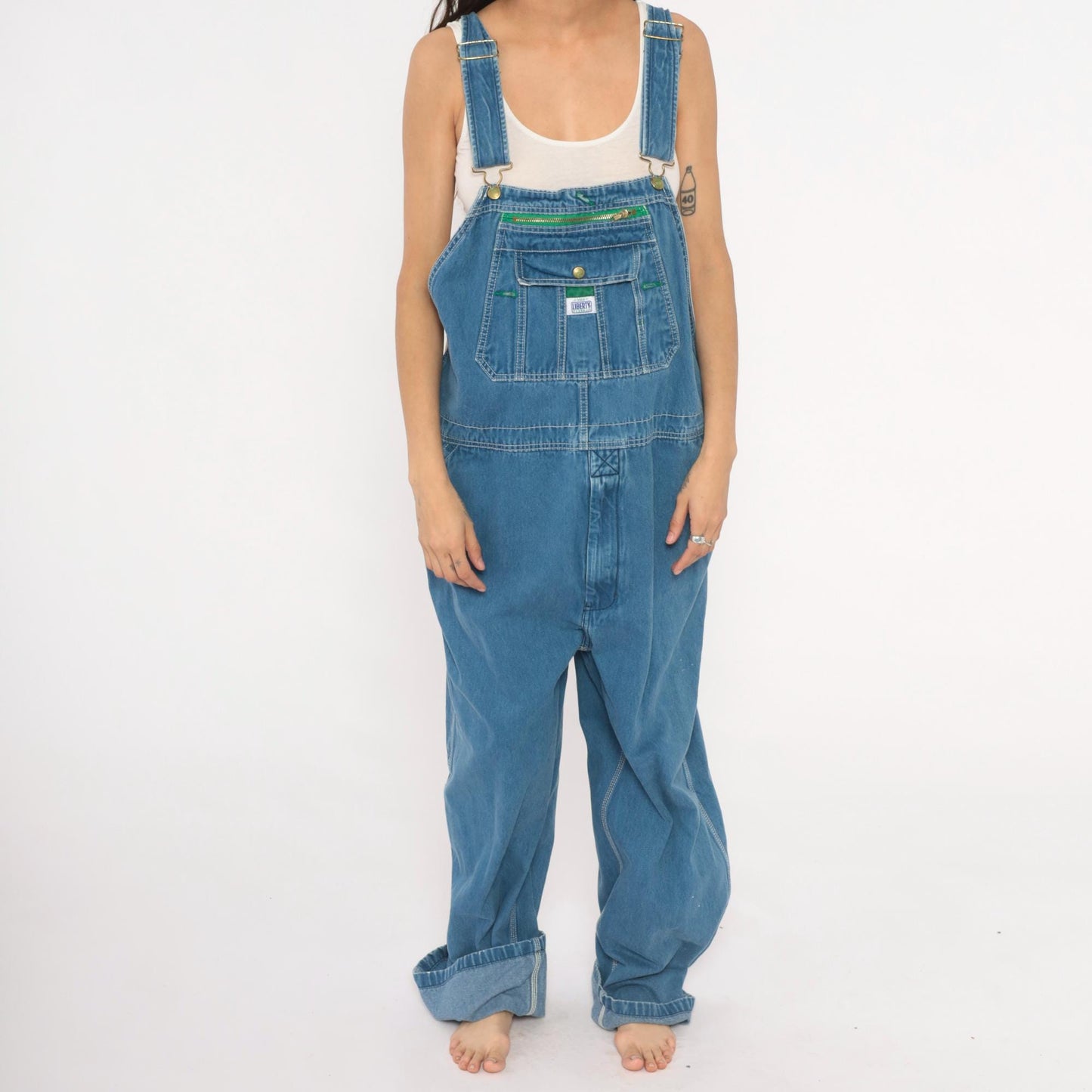 Y2K Liberty Denim Overalls Blue Bib Carpenter Workwear 44 x 30