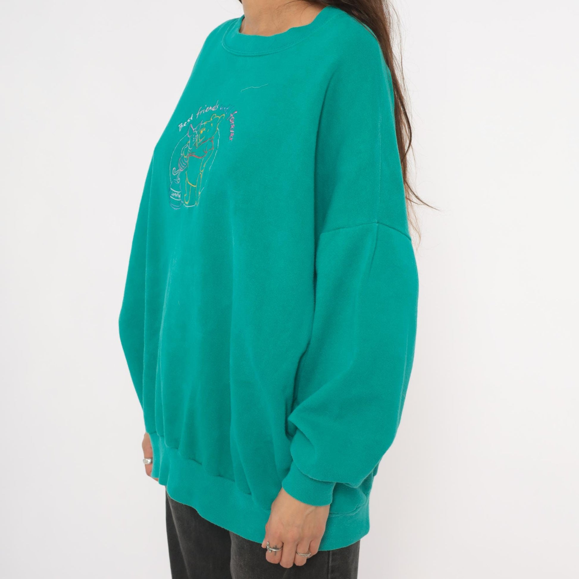 90s Winnie the Pooh Piglet Embroidered Sweatshirt Teal Crewneck Extra Large XL