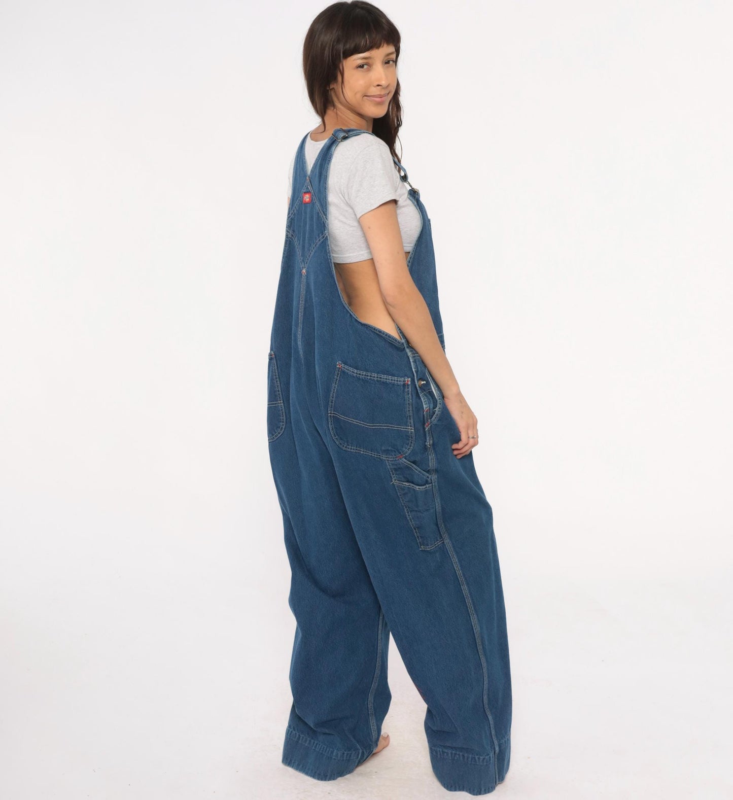 Y2K Dickies Blue Denim Overalls Carpenter Workwear Cotton Medium
