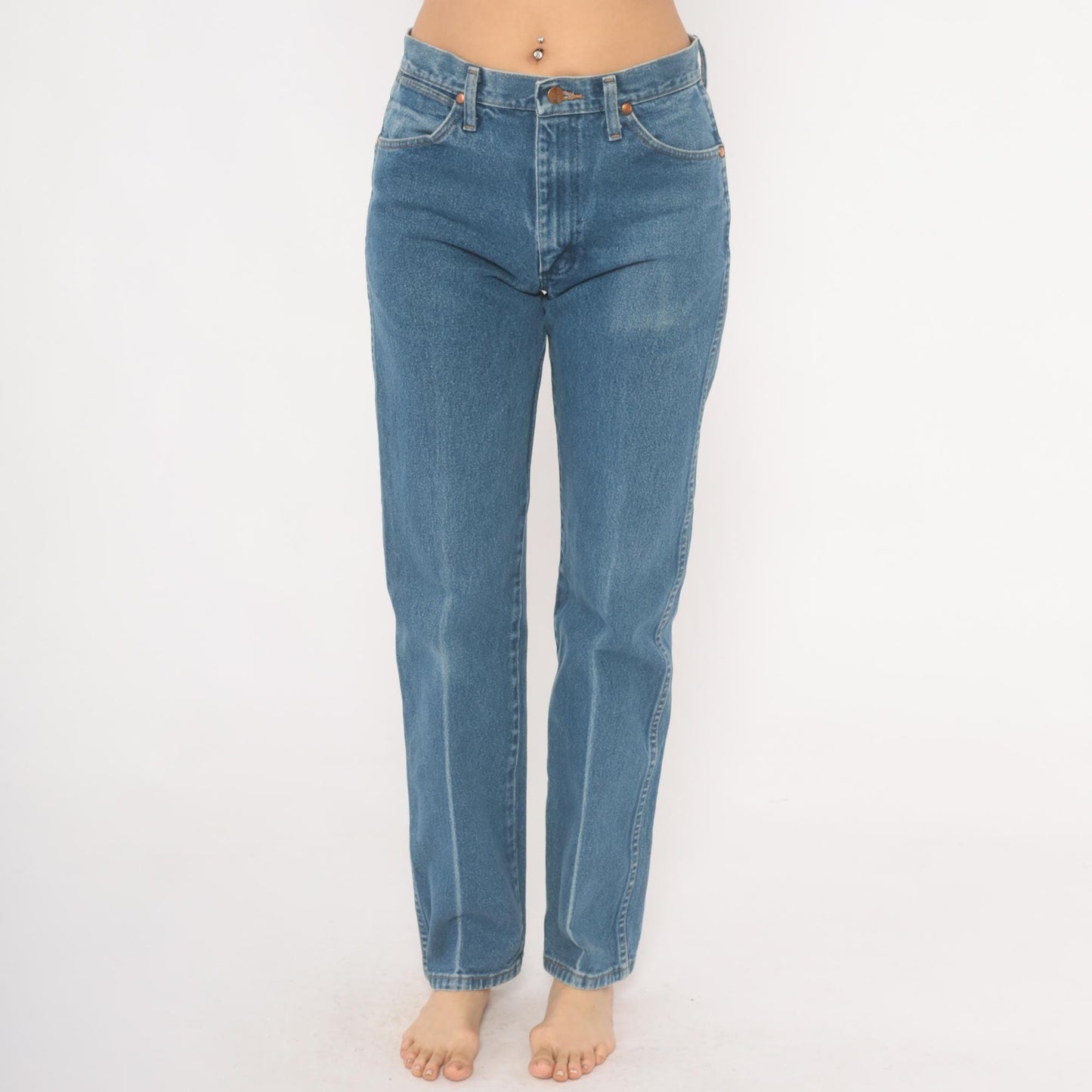 Wrangler Straight Leg Jeans 2000s Medium Wash High Waisted Denim Blue 30x34