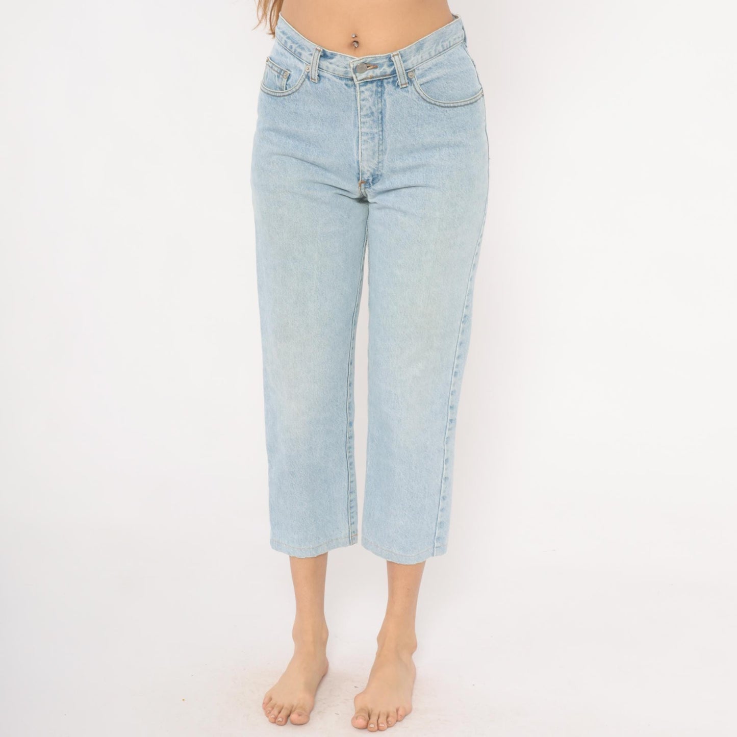 90s Guess Jeans Light Wash High Waisted Straight Leg Crop Denim W30 L30