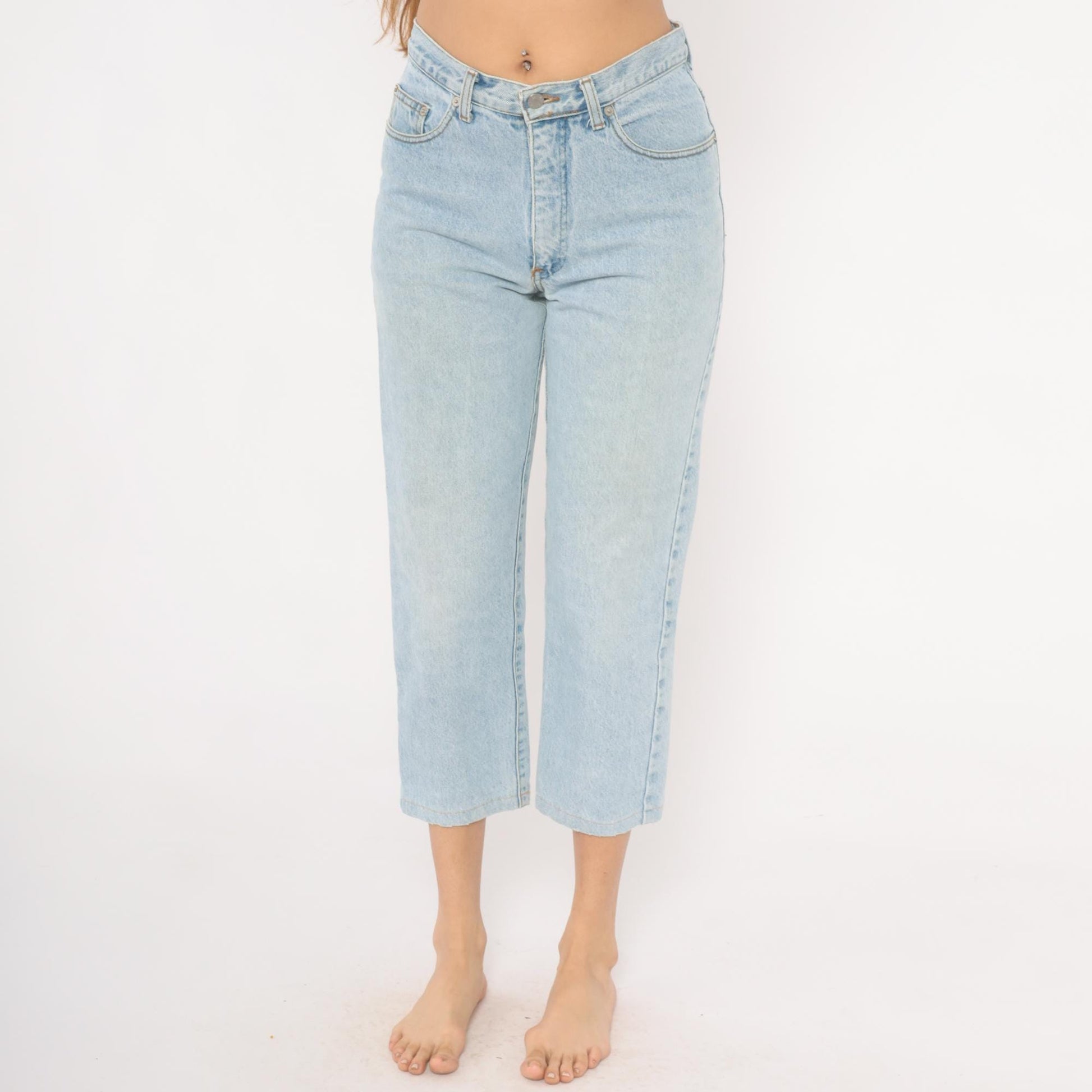 90s Guess Jeans Light Wash High Waisted Straight Leg Crop Denim W30 L30