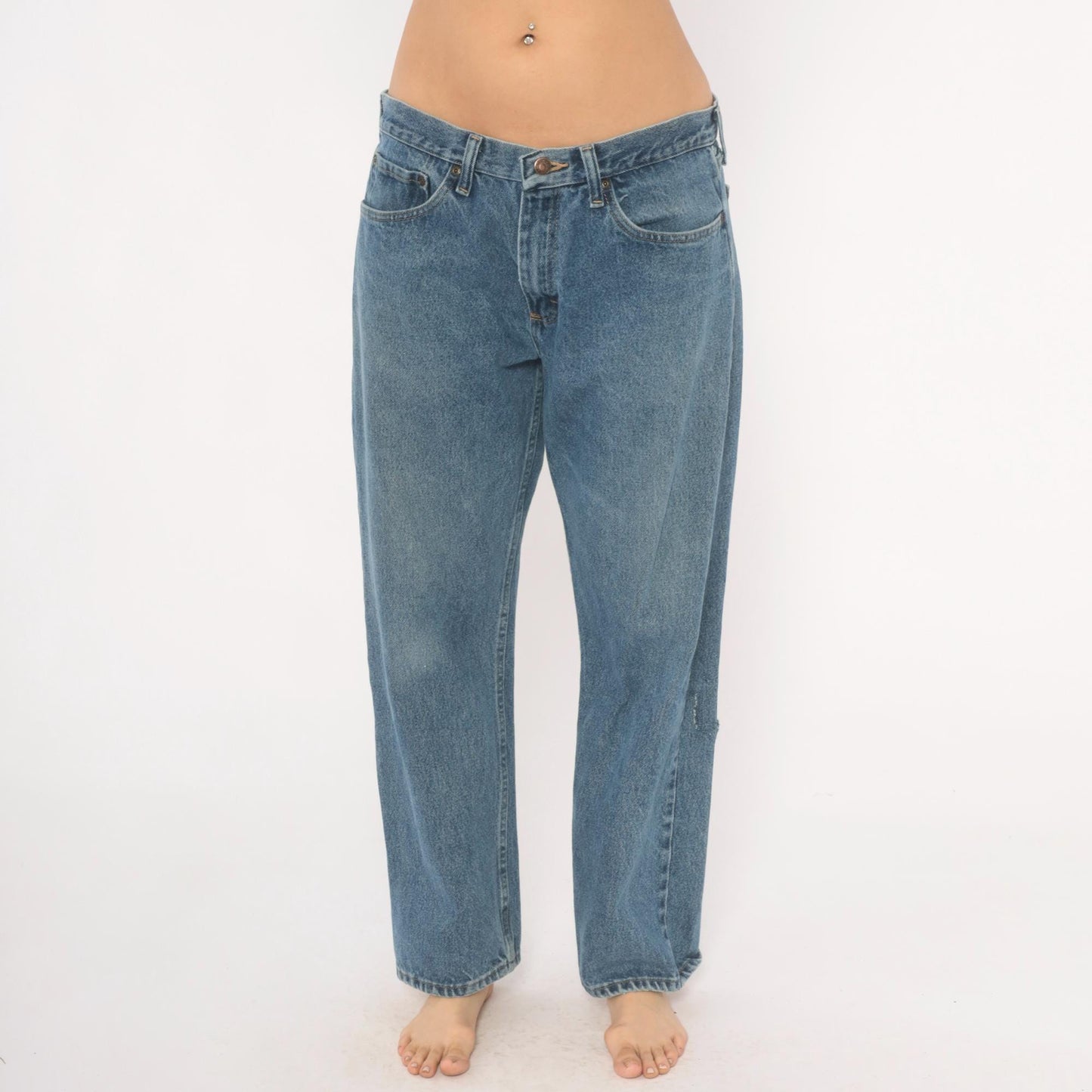 Wrangler Straight Leg Jeans 2000s Medium Wash Distressed Denim 33x30